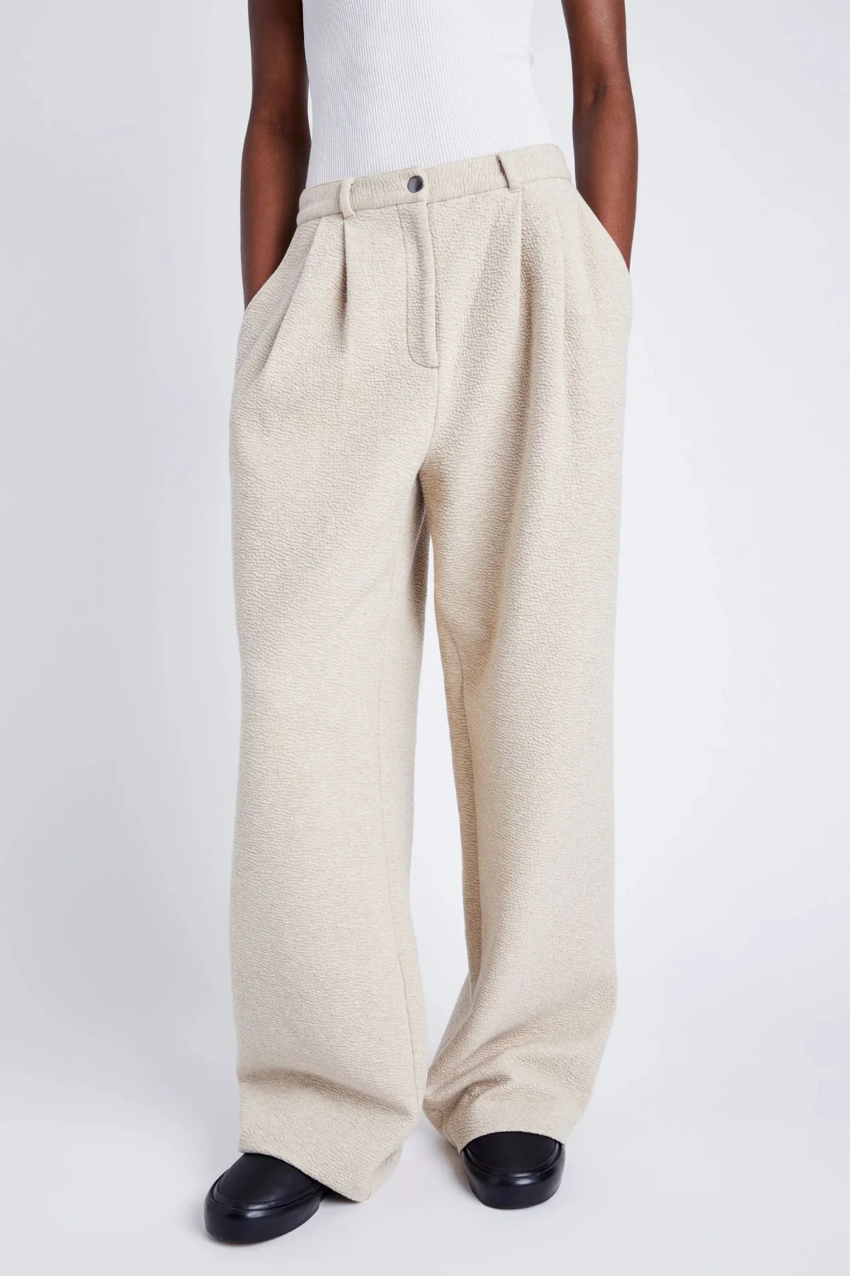 Proenza Schouler White Label Tristan Knit Pant in Cloque - Oatmeal Melange - Image 3