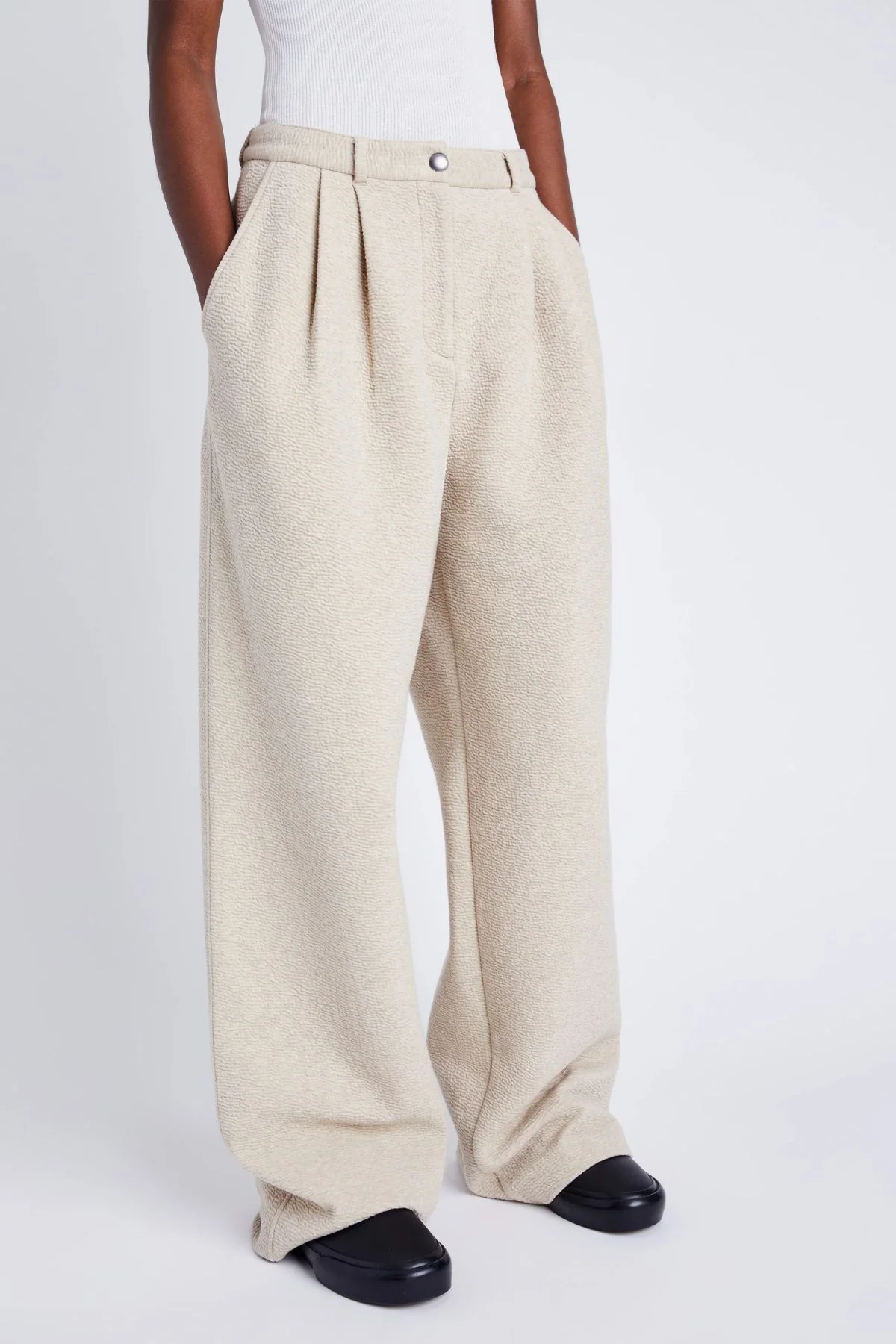 Proenza Schouler White Label Tristan Knit Pant in Cloque - Oatmeal Melange - Image 5