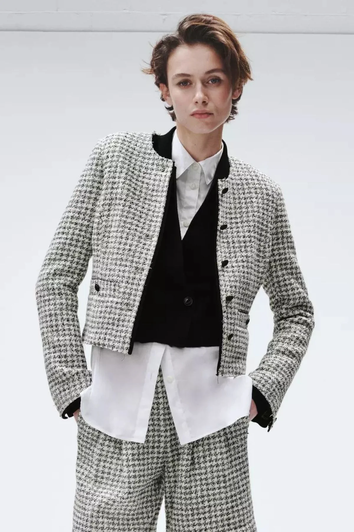 Rag & Bone Carmen Tweed Jacket - Black/ White - Image 5