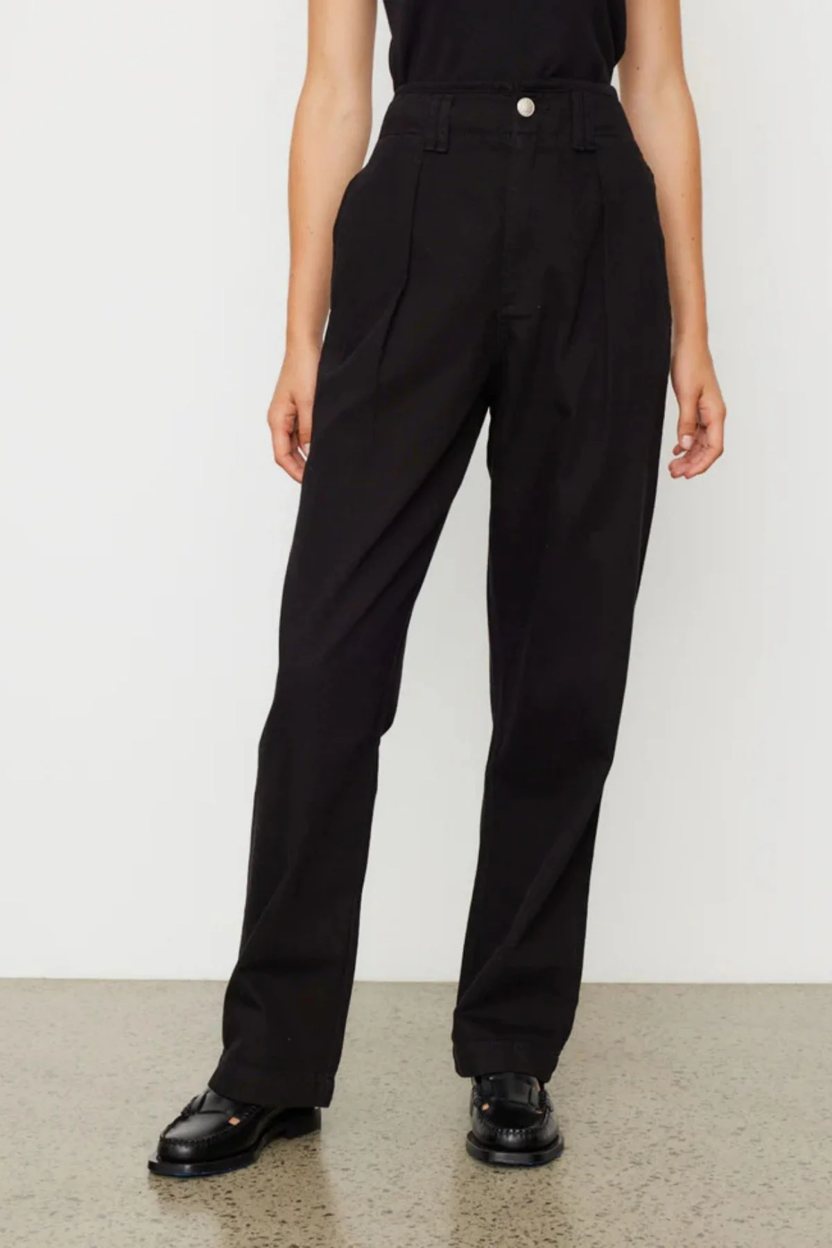 Rag & Bone High Rise Pleated Denim Trouser Black - Image 4