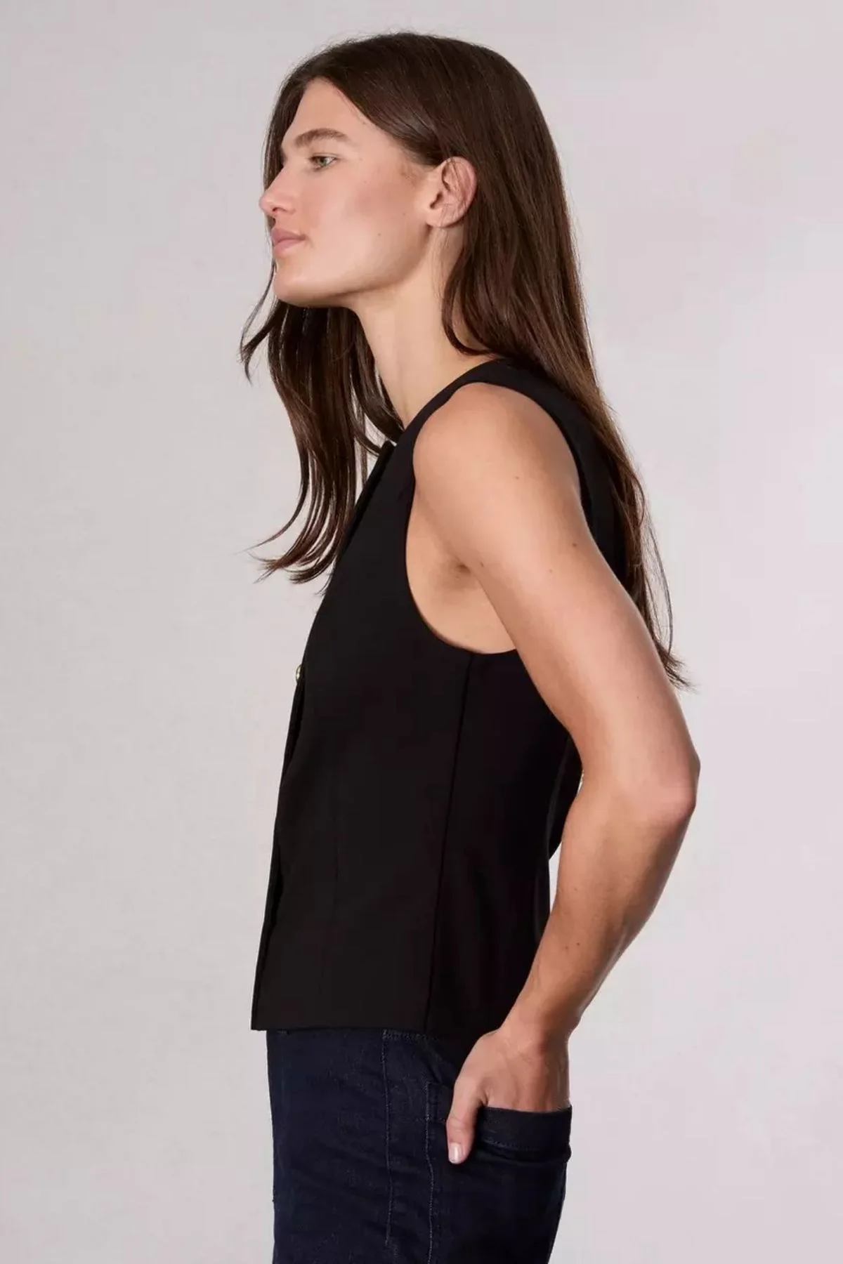 Rag & Bone Irina Ponte Vest - Black - Image 4