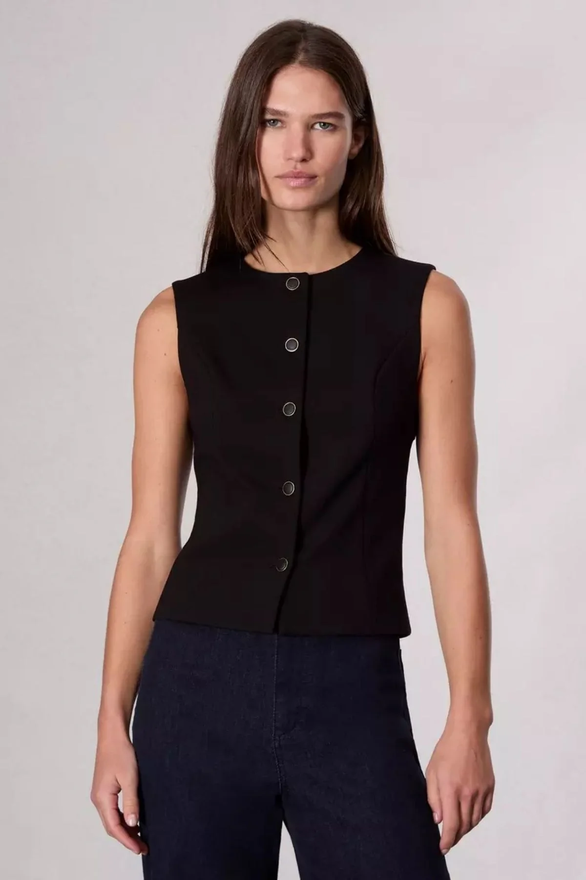 Rag & Bone Irina Ponte Vest - Black - Image 6