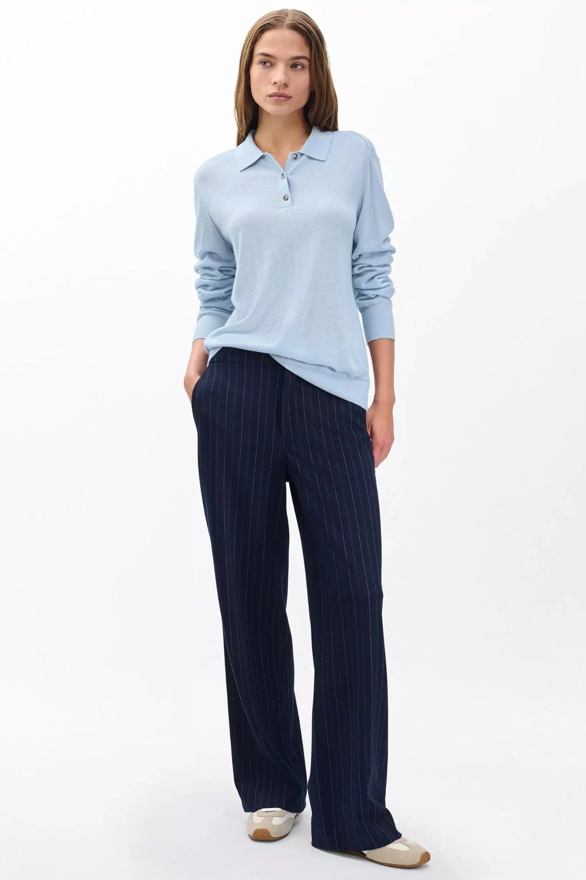 Rag & Bone Adeline Cashmere Polo - Light Blue - Image 3