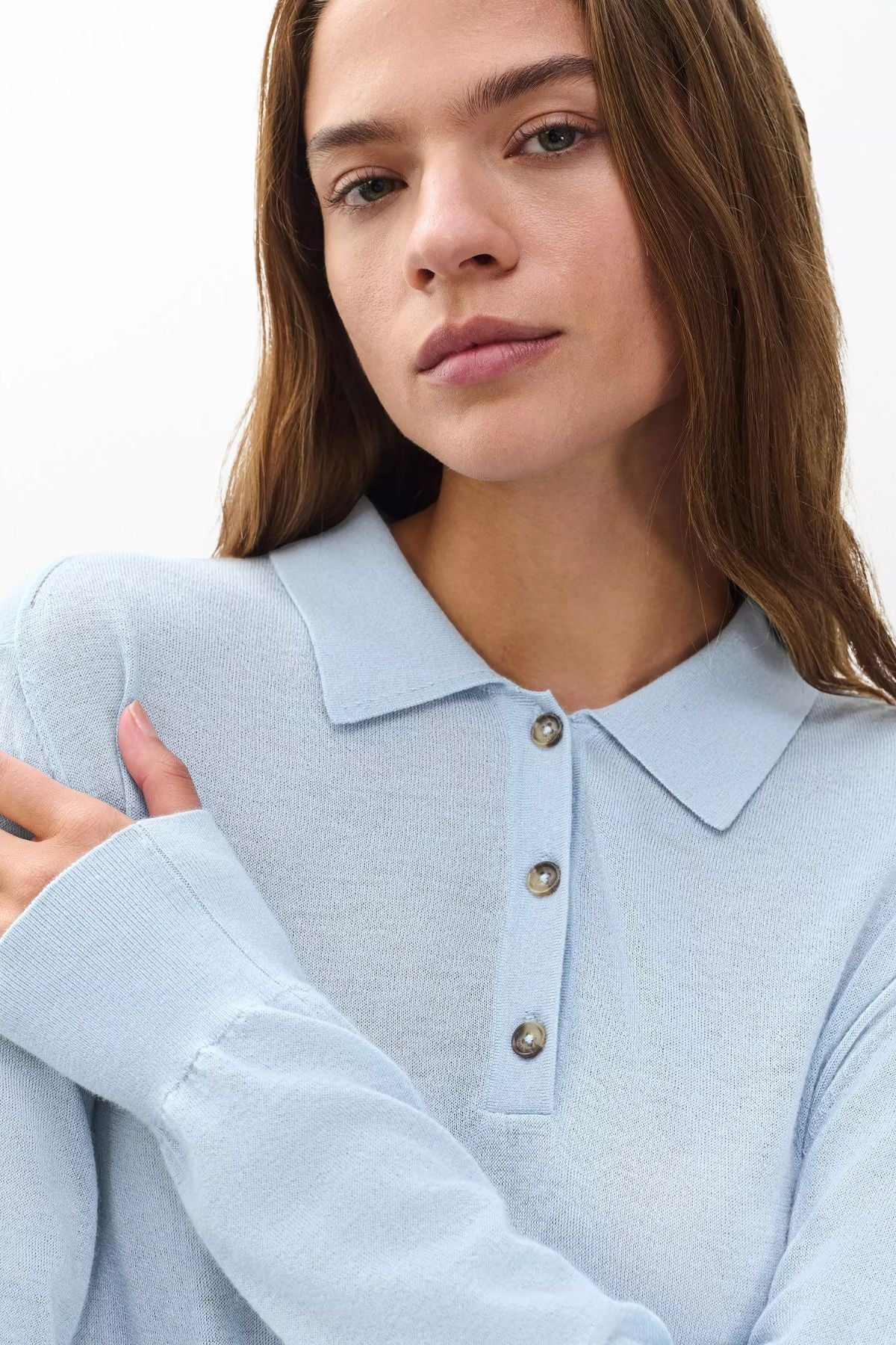 Rag & Bone Adeline Cashmere Polo - Light Blue - Image 5