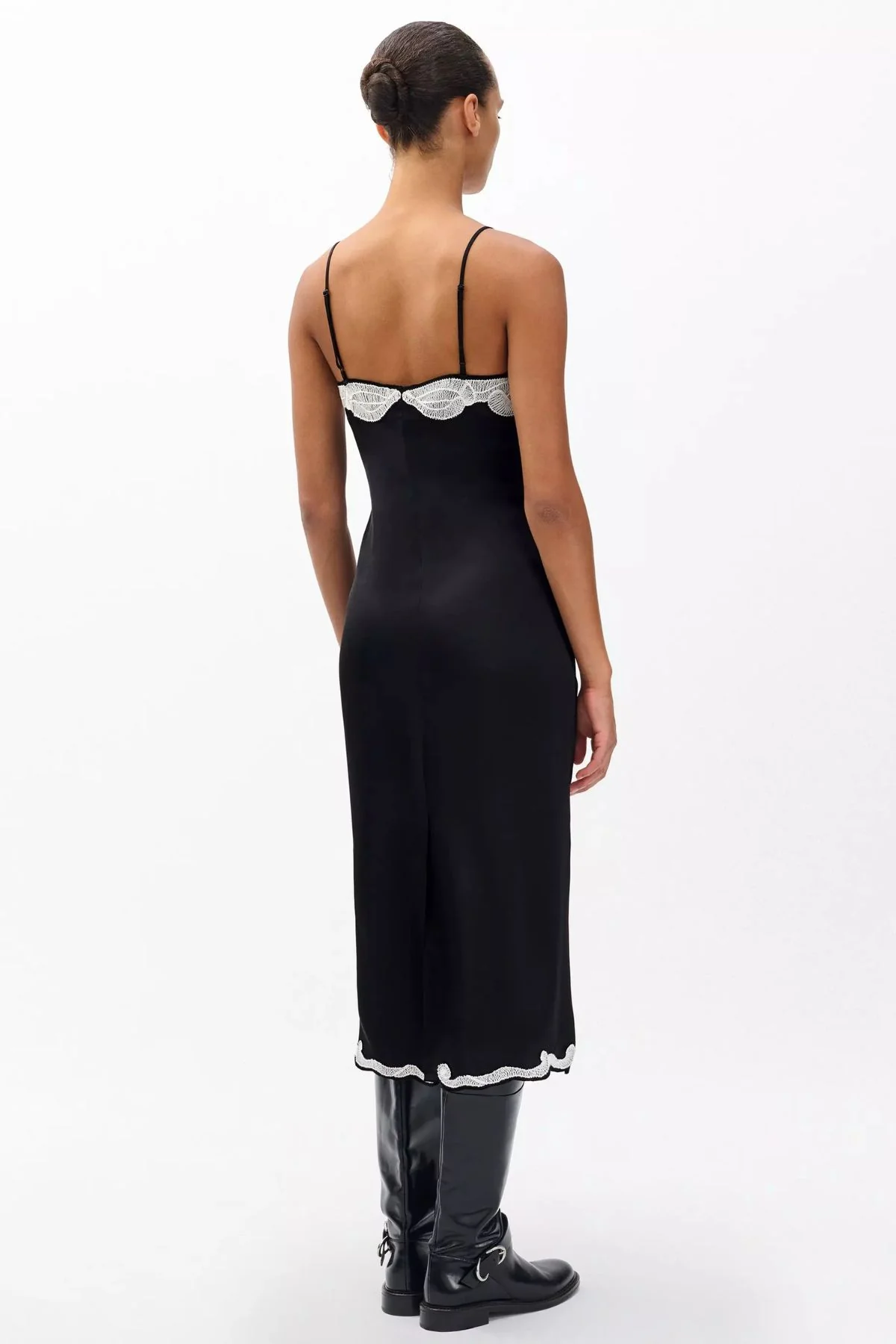 Rag & Bone Ann Embroidered Slip Dress - Black - Image 3