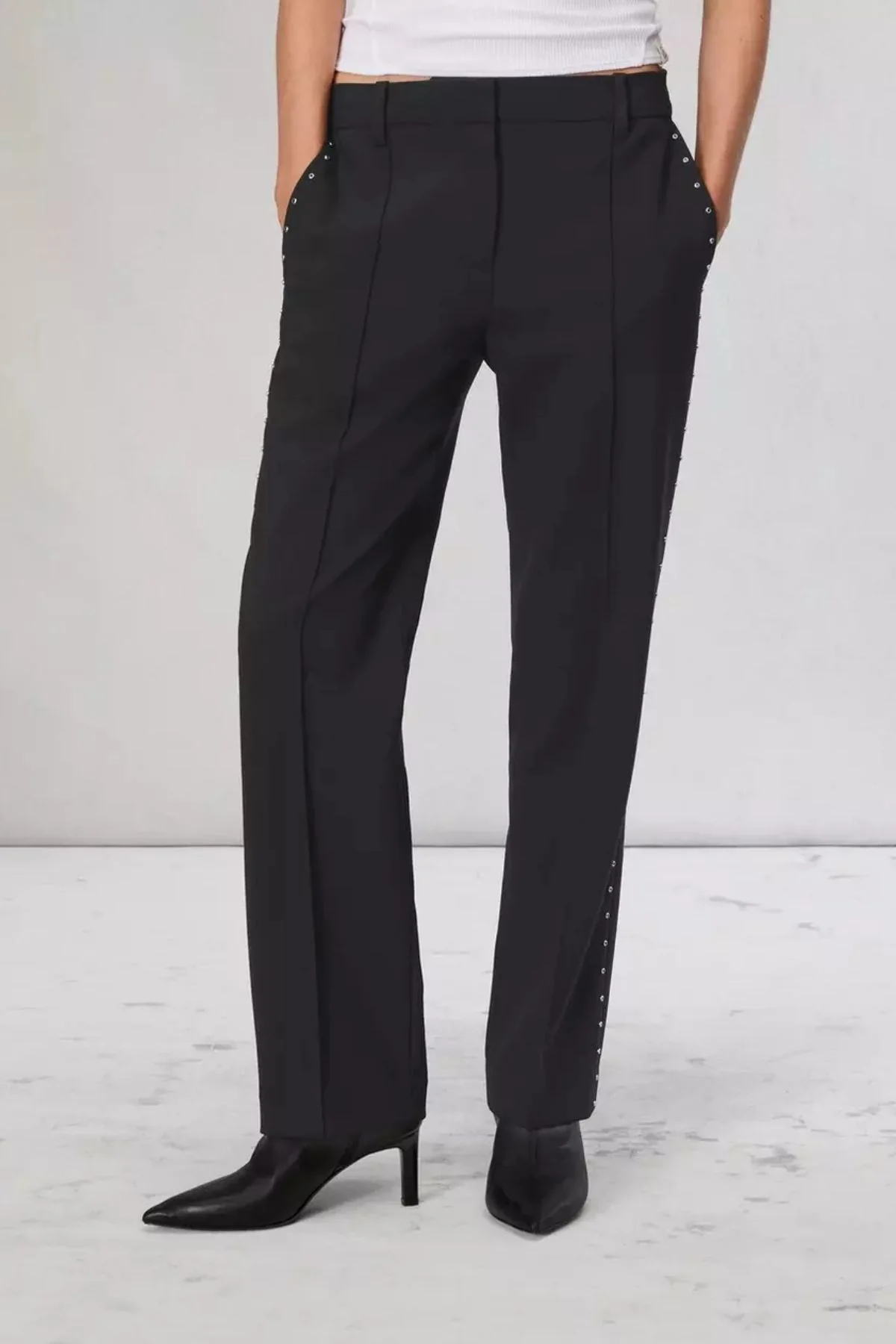 Rag & Bone Cosette Stud Detail Pant - Black - Image 3