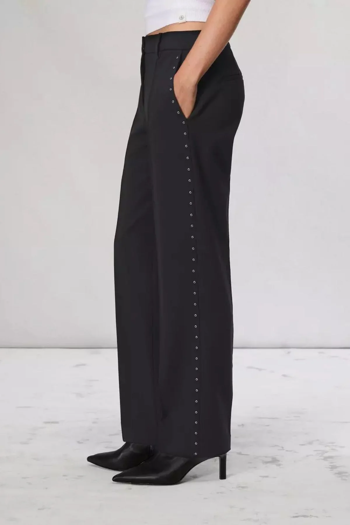 Rag & Bone Cosette Stud Detail Pant - Black - Image 4