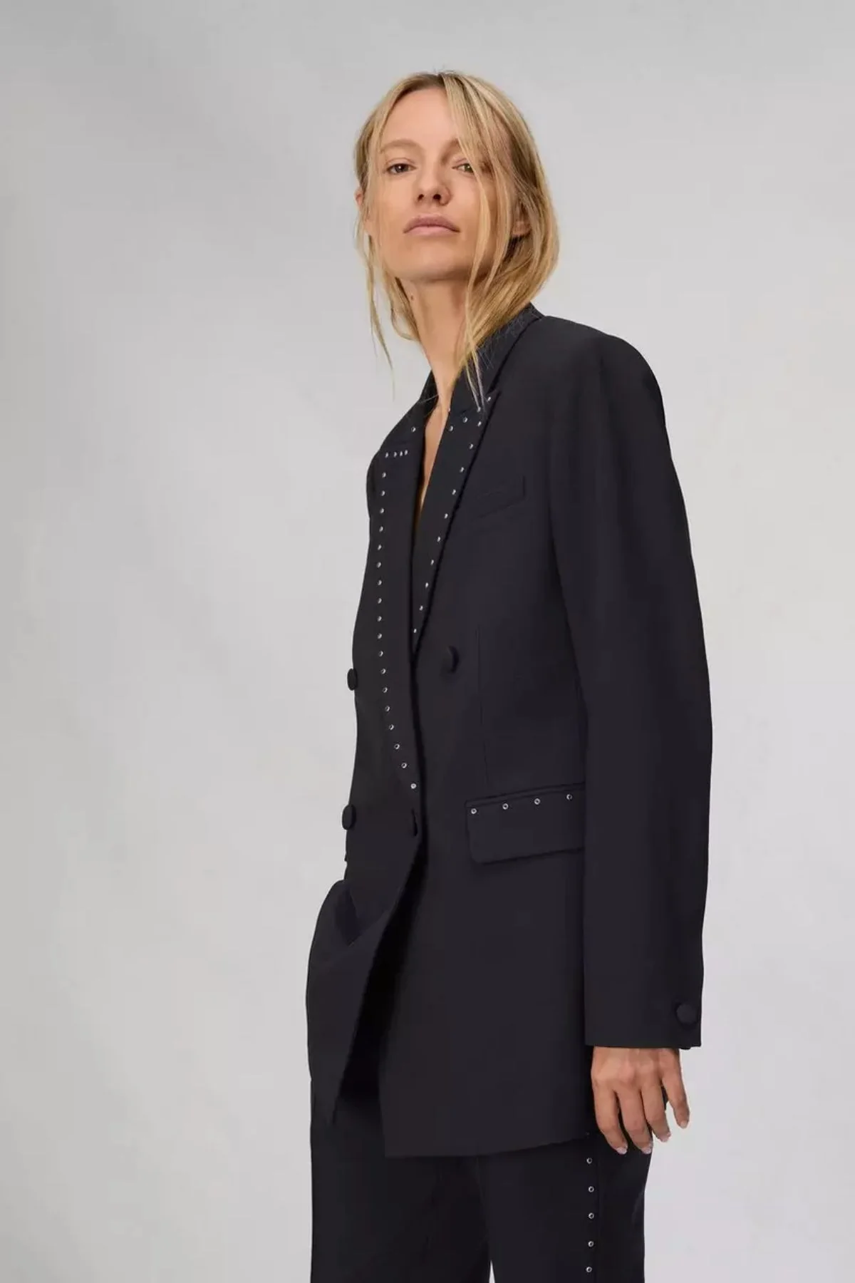 Rag & Bone Emile Stud Detail Blazer - Black - Image 4