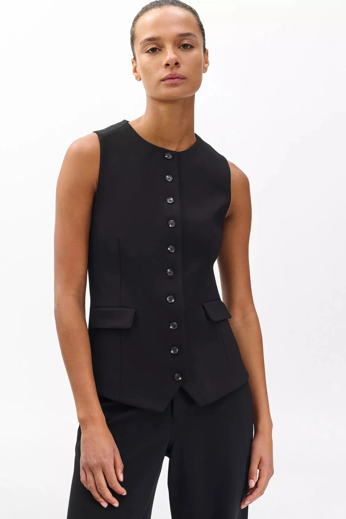 Rag & Bone Irina Ponte Long Vest - Black - Image 5