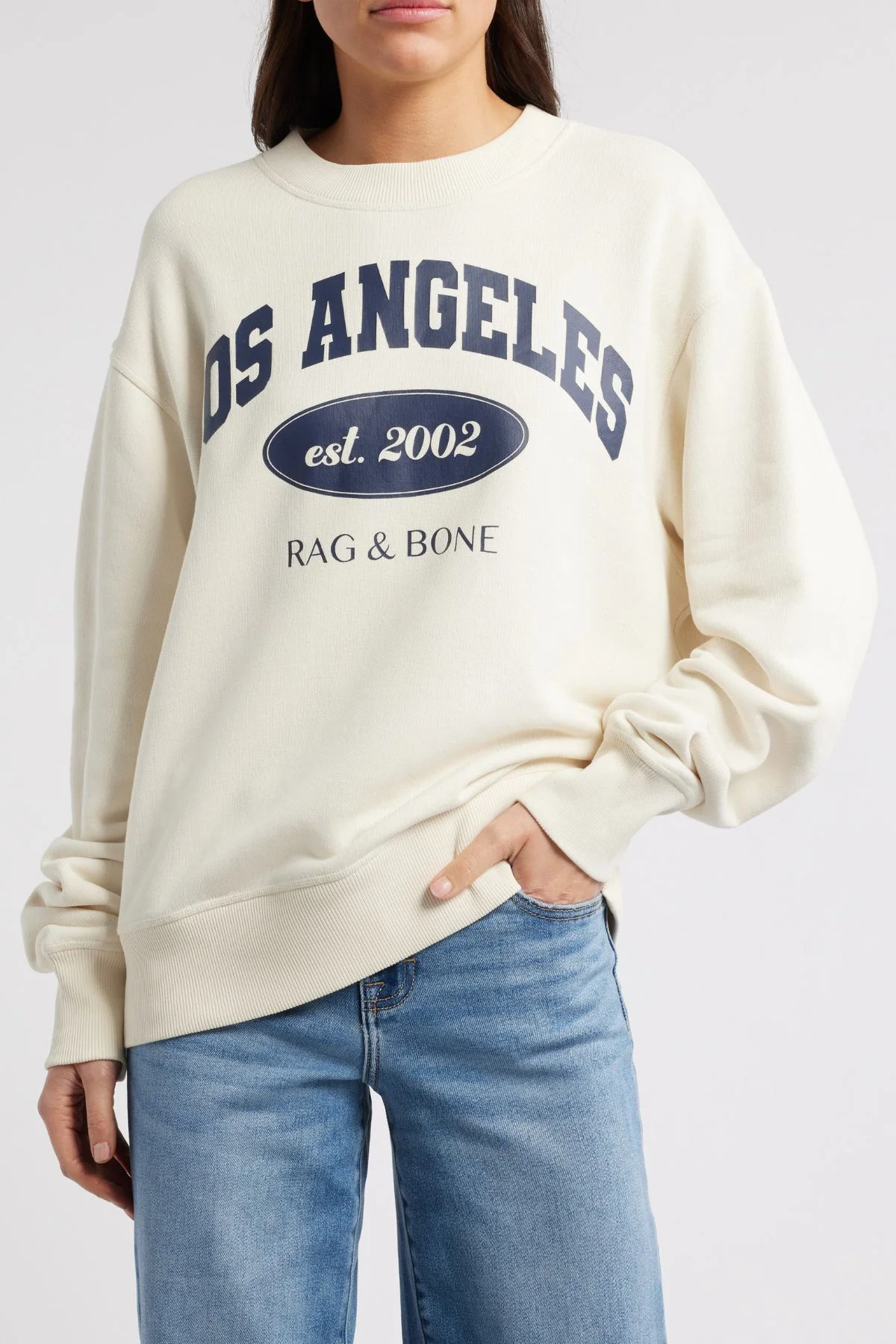 Rag & Bone LA Collegiate Sweatshirt - Ivory - Image 2