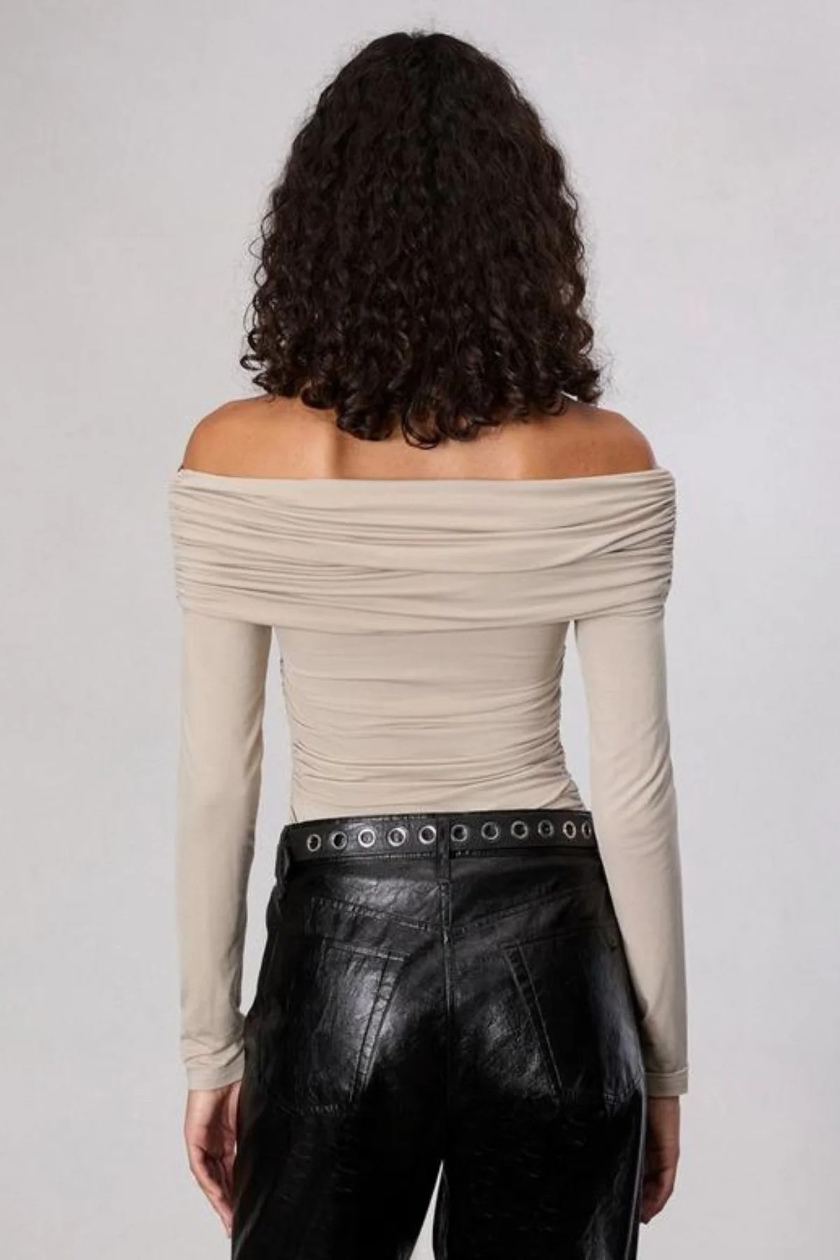 Rag & Bone Luca Off Shoulder LS Top - Fossil - Image 4