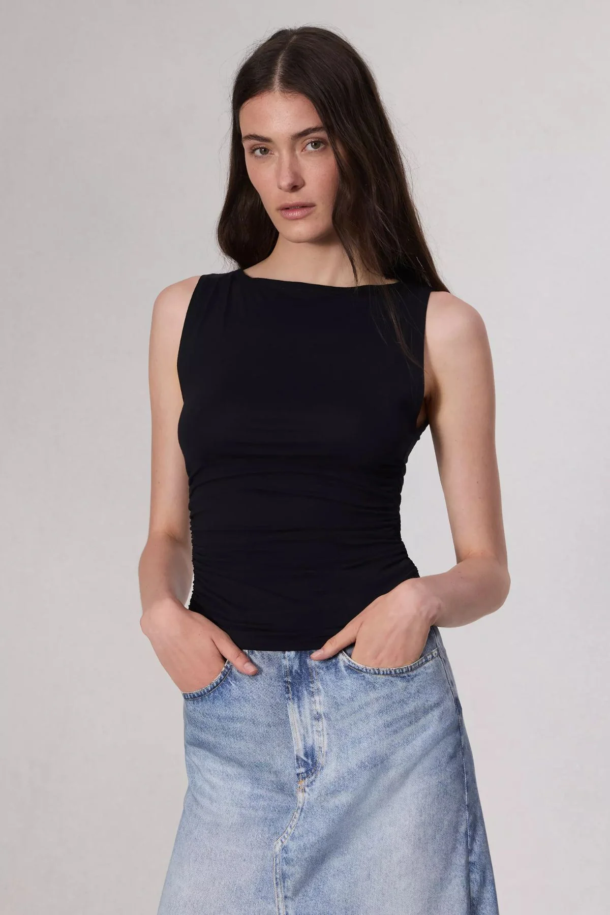 Rag & Bone Luca Shirred Tank - Black - Image 5