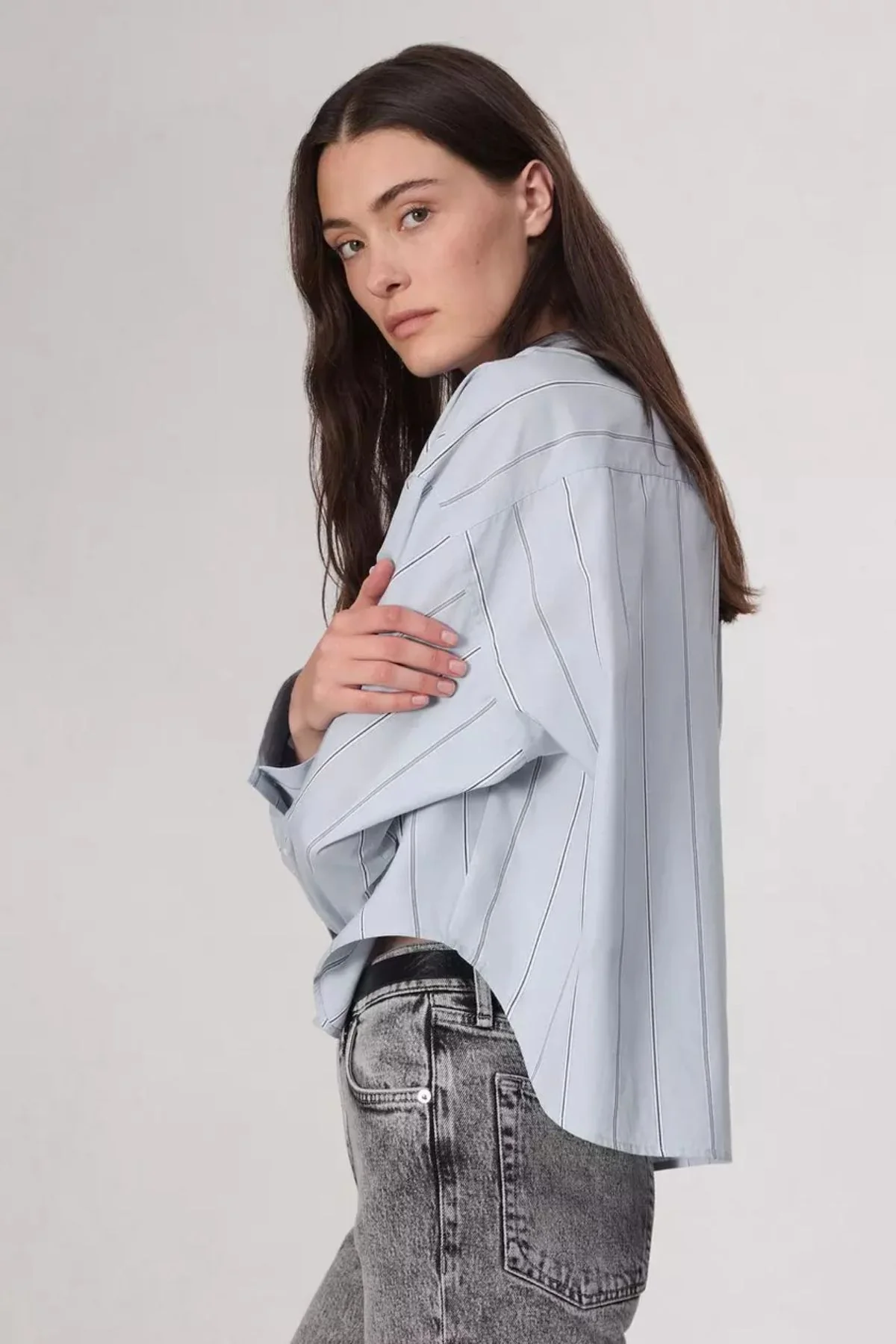 Rag & Bone Martha Poplin Shirt - Light Blue Stripe - Image 3