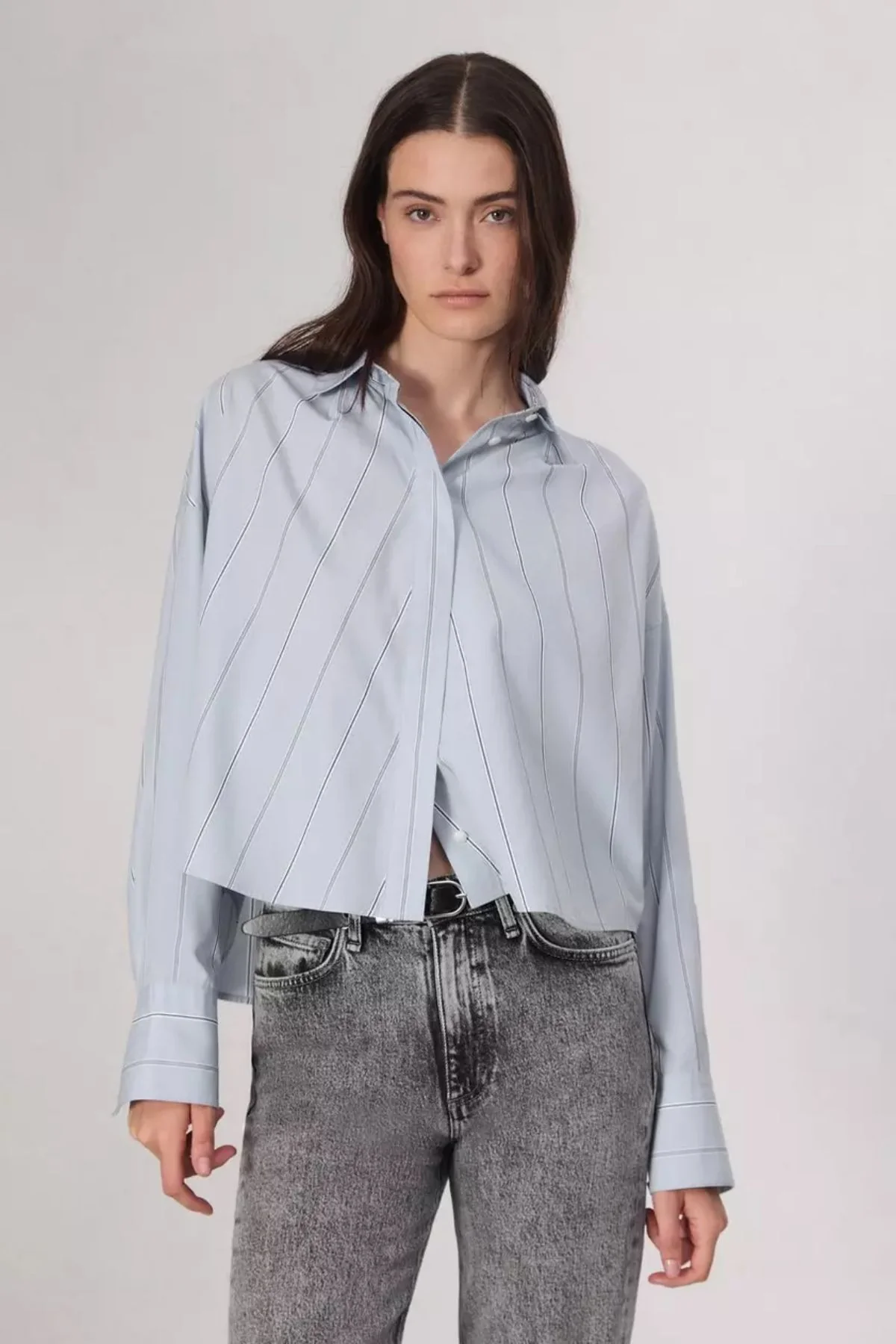 Rag & Bone Martha Poplin Shirt - Light Blue Stripe - Image 5
