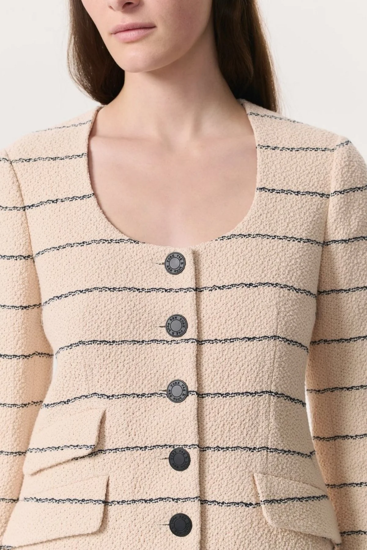 Rag & Bone Roslyn Tweed Blazer - Cream Stripe - Image 4