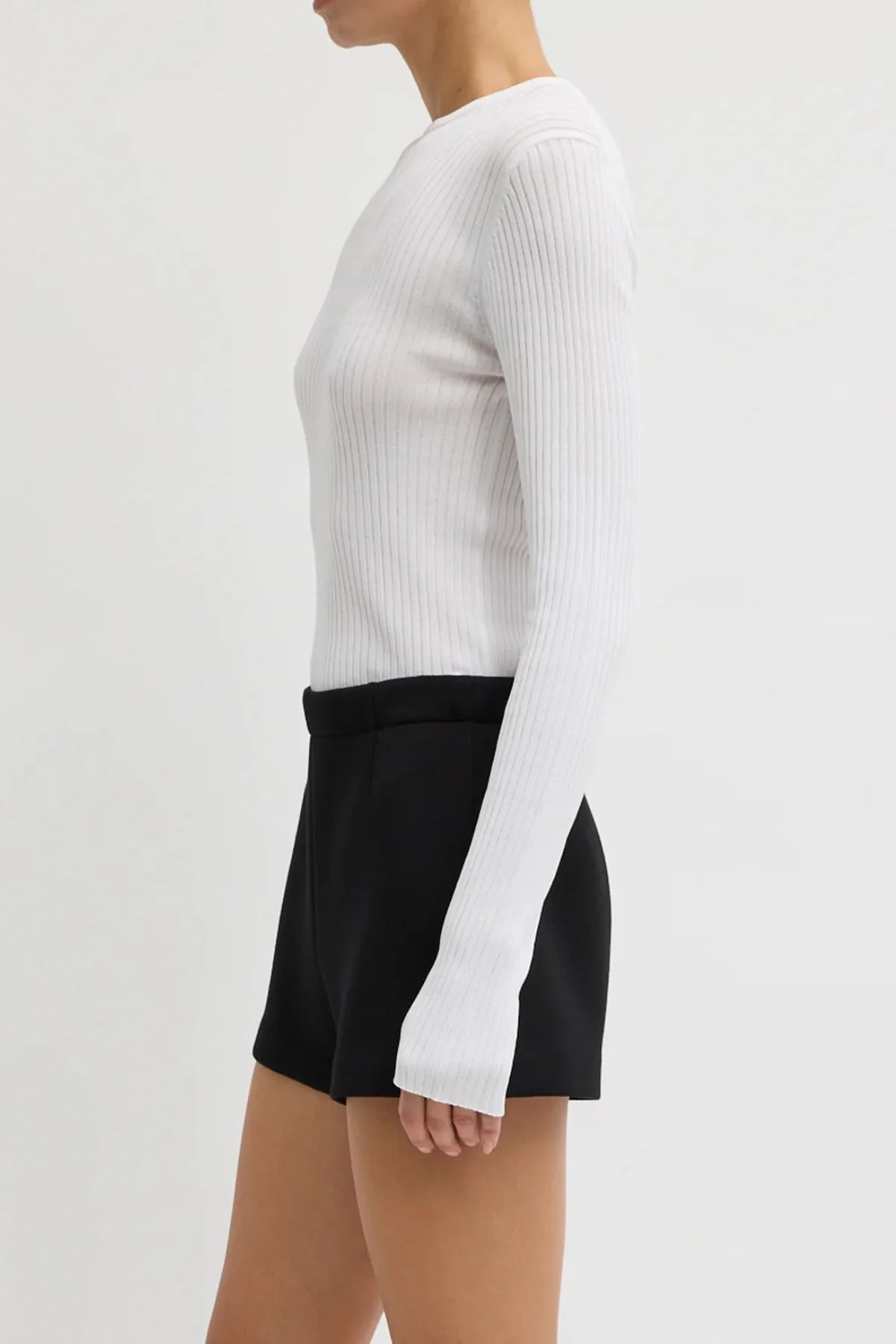 Tibi Ribbed Crewneck Sweater - White - Image 2