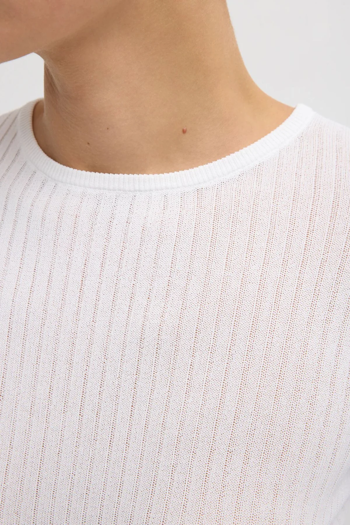 Tibi Ribbed Crewneck Sweater - White - Image 4