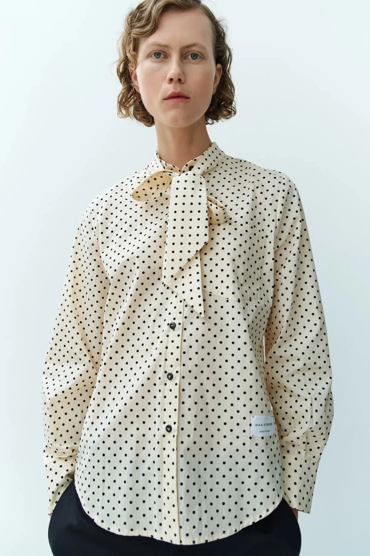 Rika Studios Carolina Polka Dot Shirt - Cream/ Black - Image 4