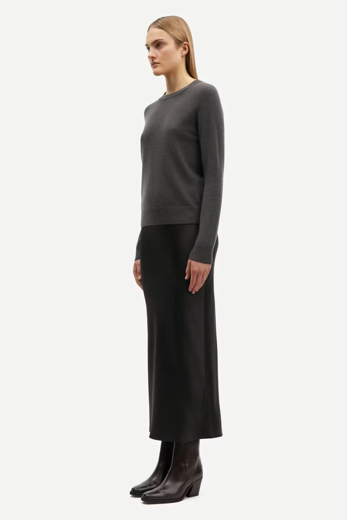Samsøe Samsøe Boston O-Neck Jumper - Black Oyster - Image 4