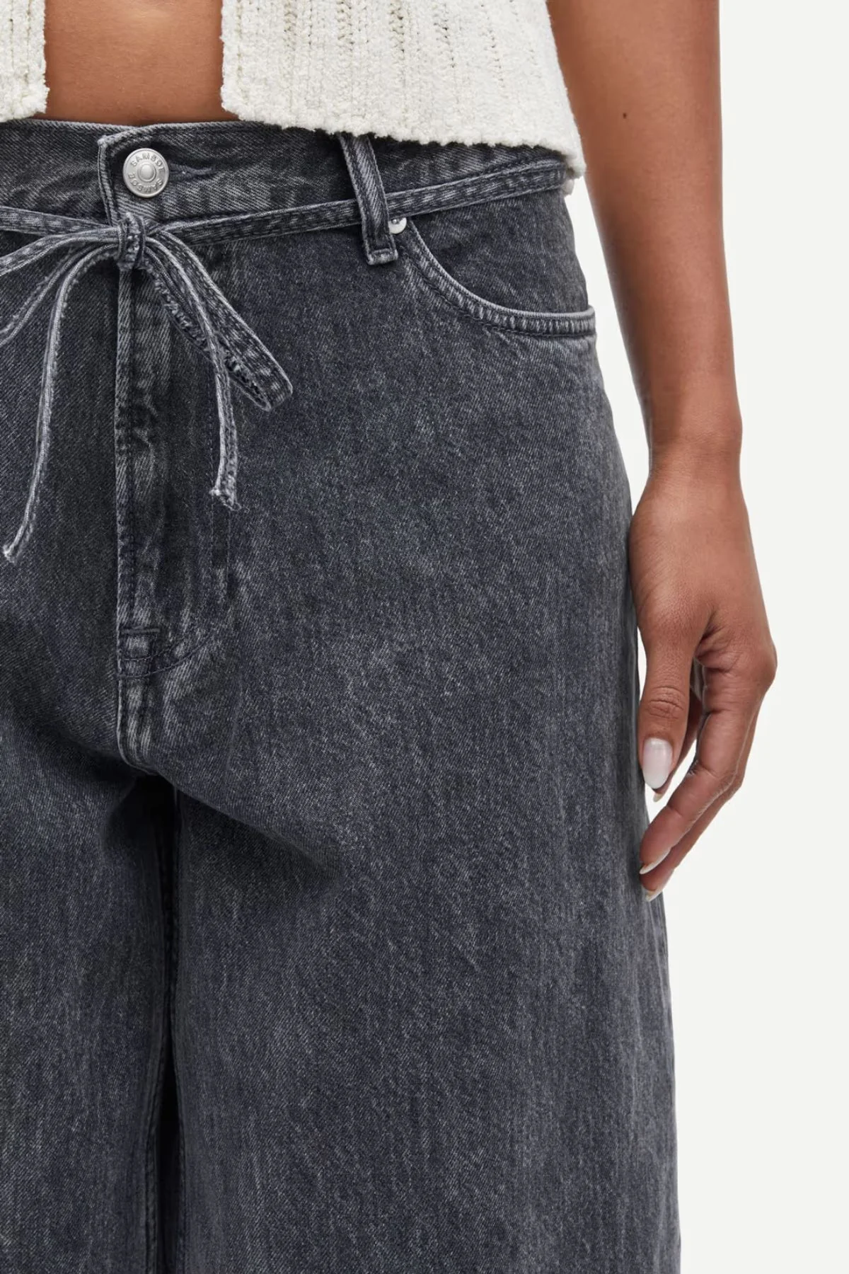 Samsøe Samsøe Saharper Jeans Belt  - Grey Cloud - Image 4