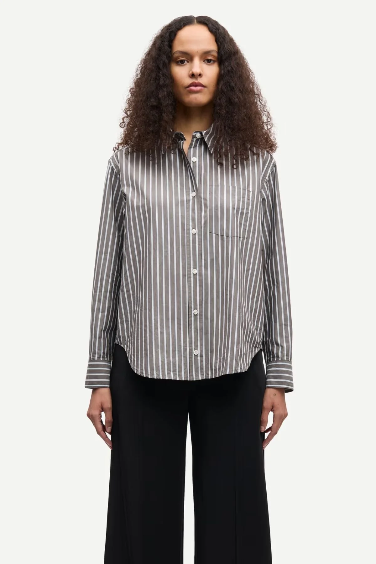 Samsøe Samsøe Salova Pocket Shirt - Brown Stripe - Image 2