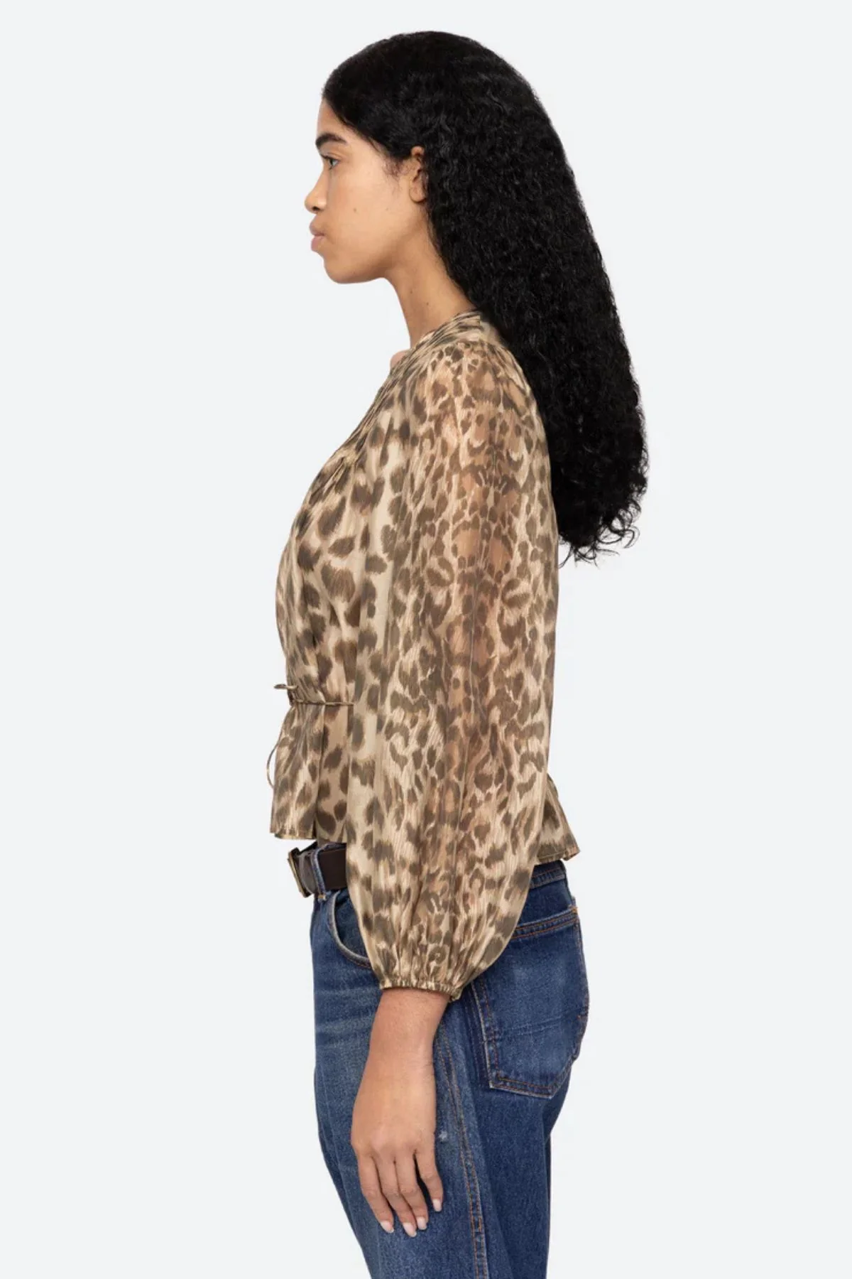 Sea NY Claude Leopard Print Top - Cream - Image 2