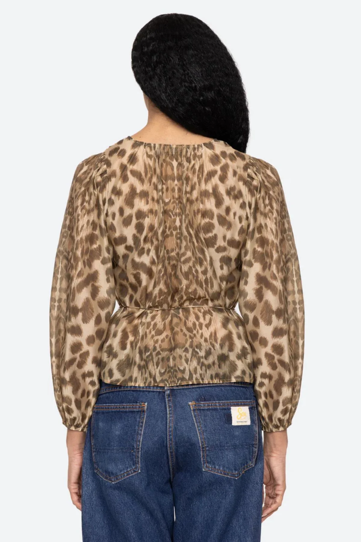 Sea NY Claude Leopard Print Top - Cream - Image 3