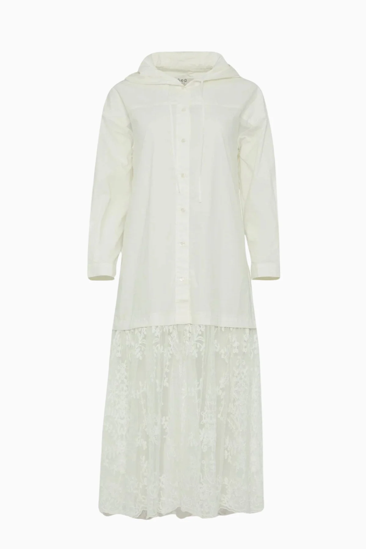 Sea NY Marja Embroidery Hoodie Dress - Pearl