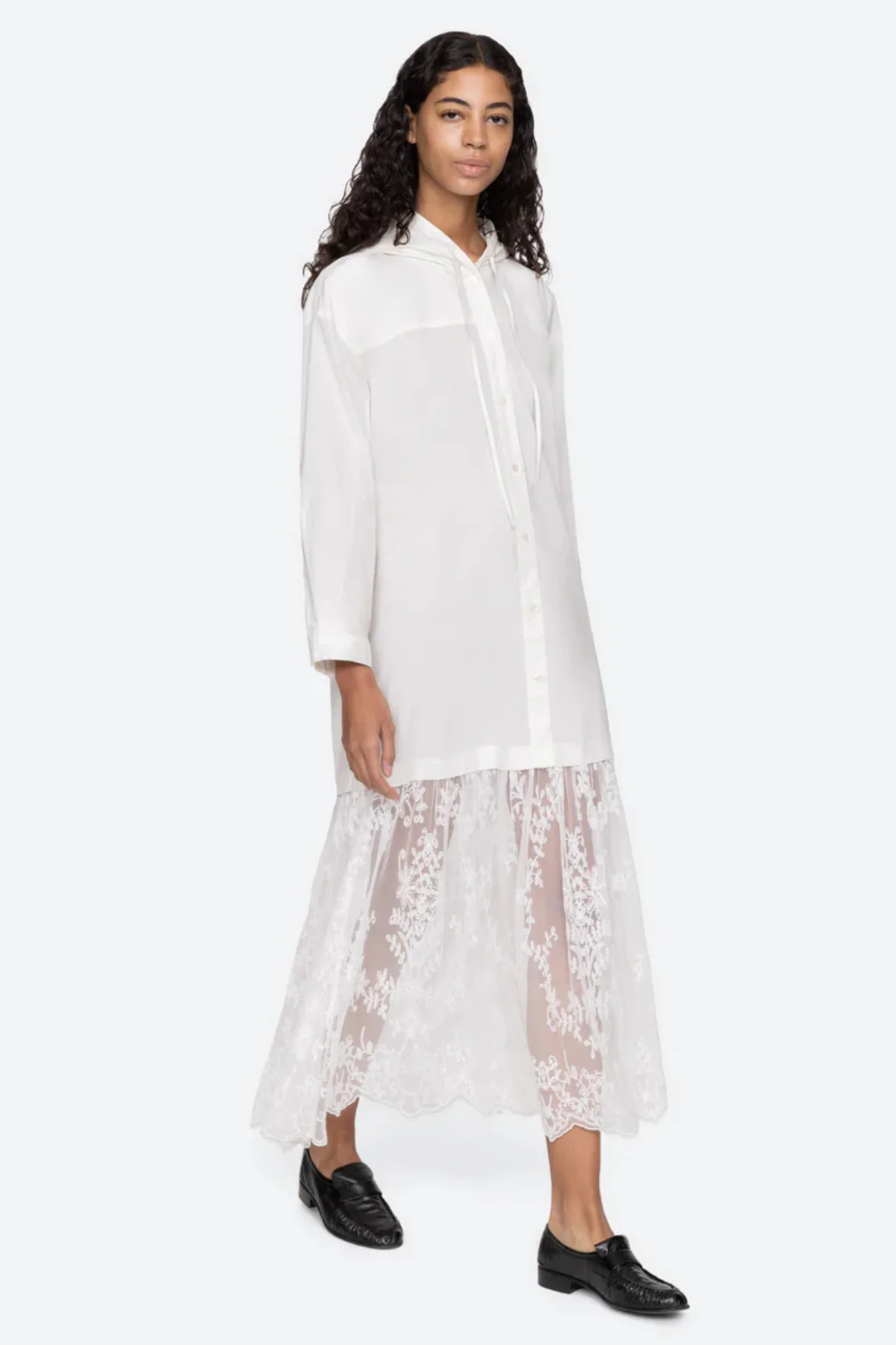 Sea NY Marja Embroidery Hoodie Dress - Pearl - Image 3