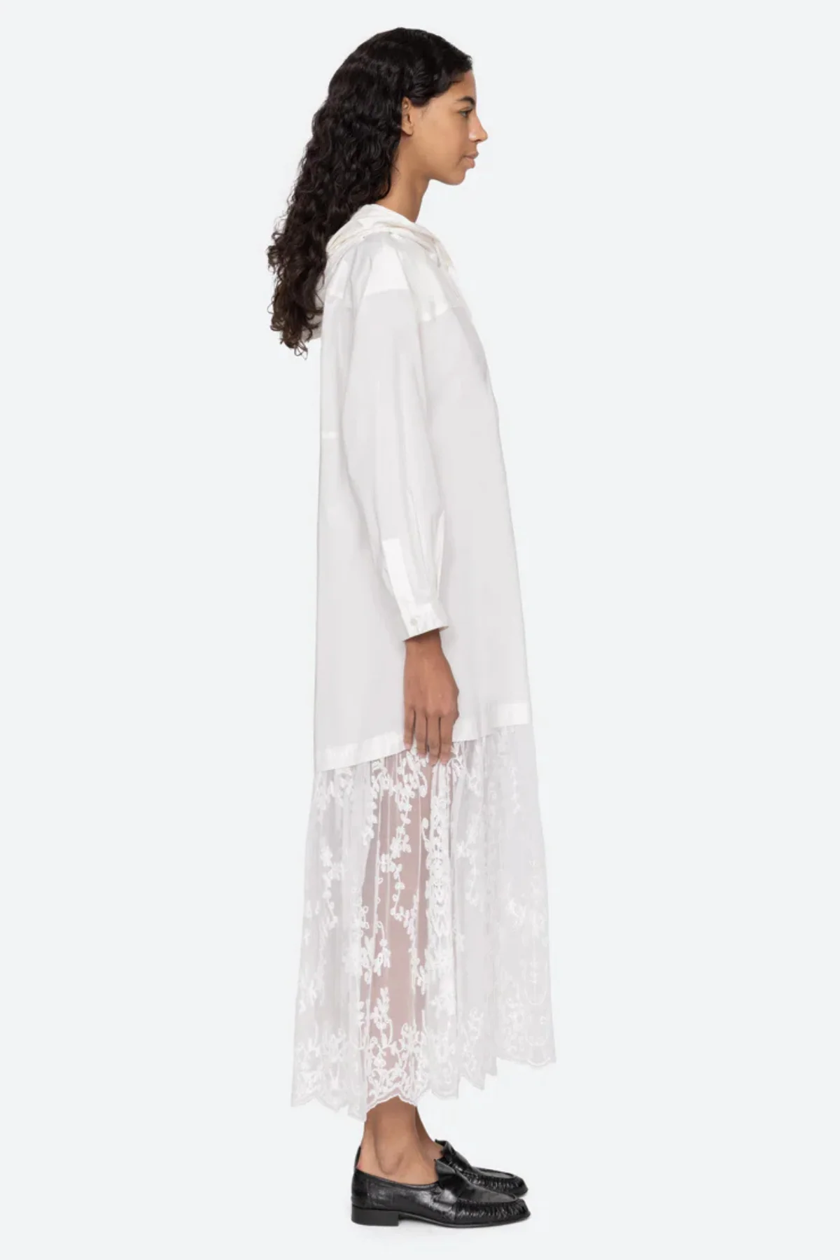 Sea NY Marja Embroidery Hoodie Dress - Pearl - Image 4