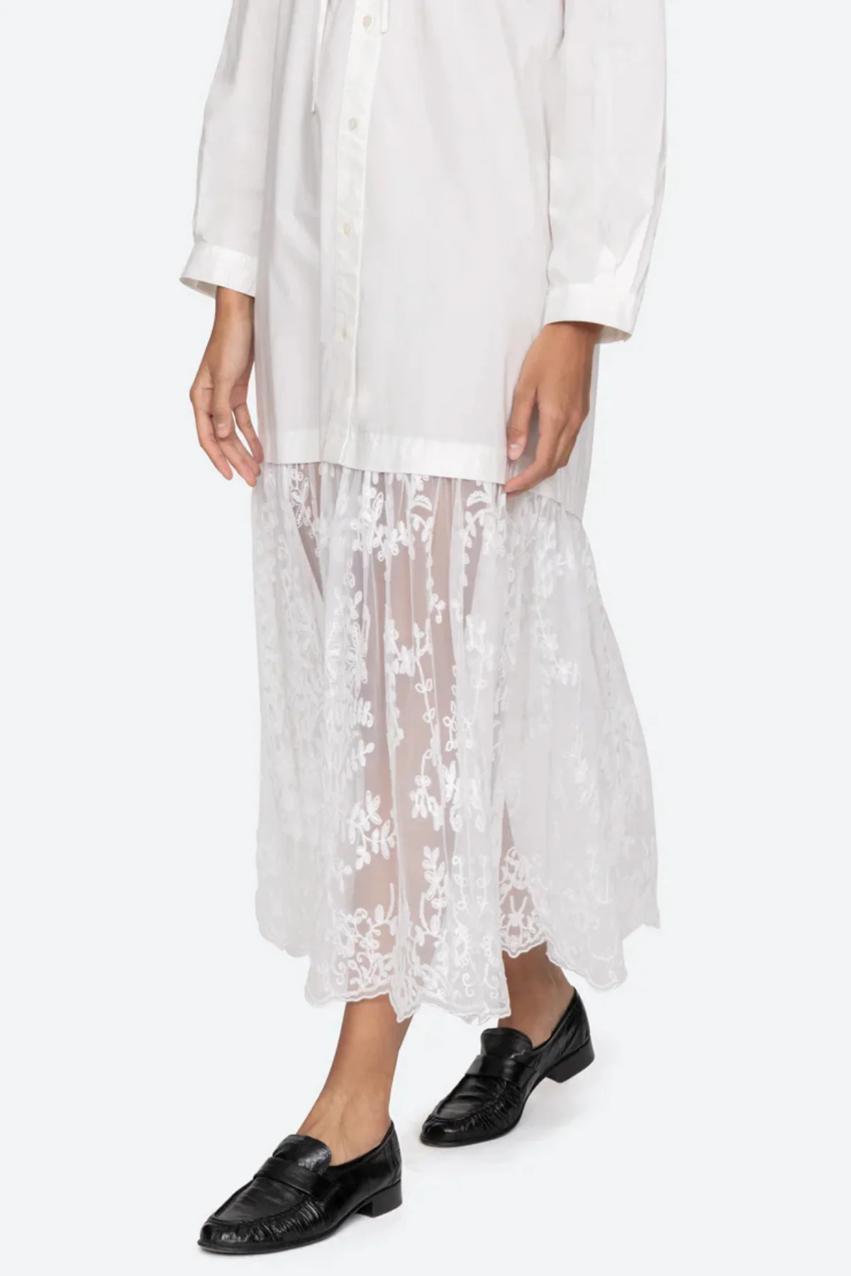 Sea NY Marja Embroidery Hoodie Dress - Pearl - Image 6