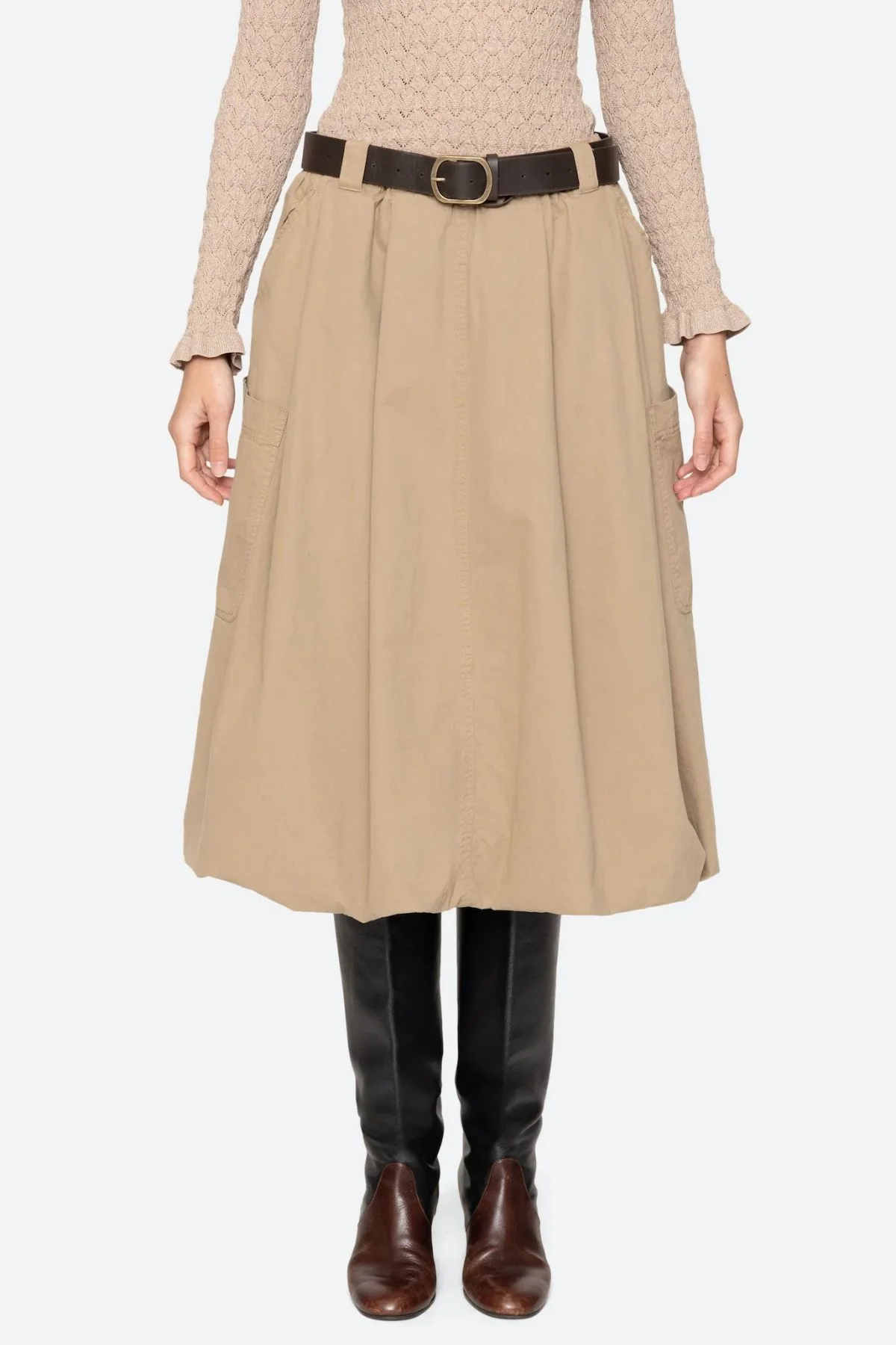 Sea NY Sullivan Belted Bubble Skirt - Camel - Image 3