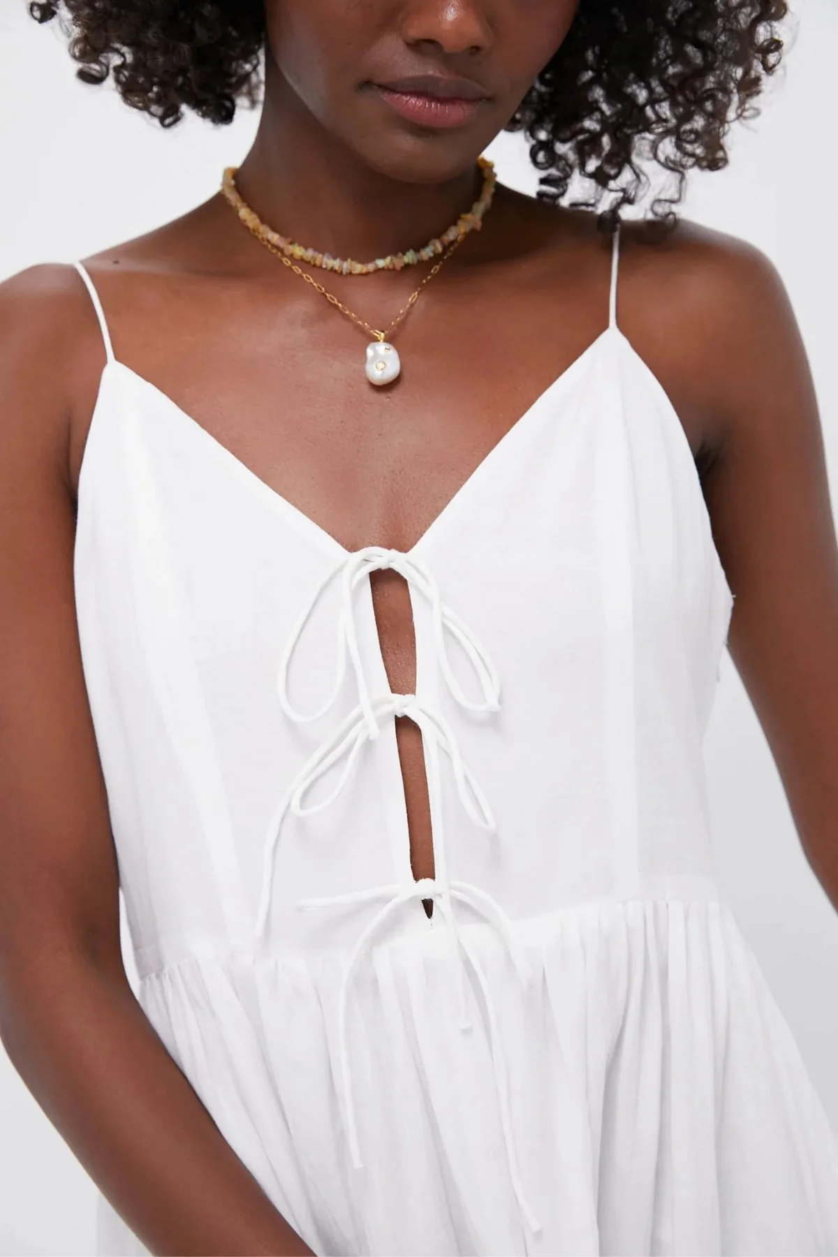 Sea NY Zora Solid Tie Tank Dress - Pearl - Image 3