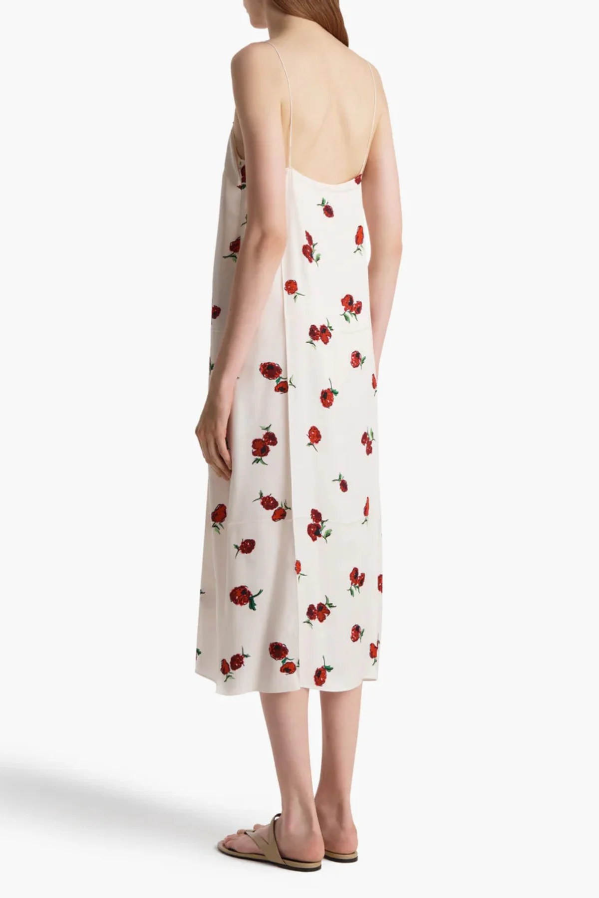 KHAITE Sicily Dress - Raspberry/ Cream - Image 3