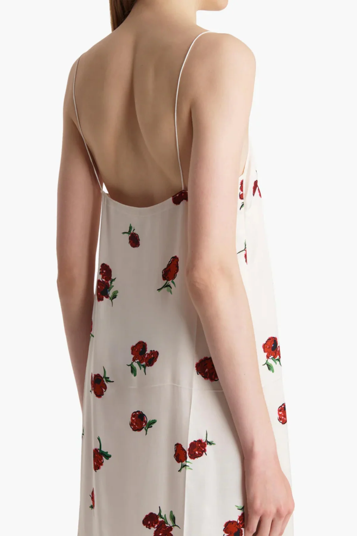 KHAITE Sicily Dress - Raspberry/ Cream - Image 4