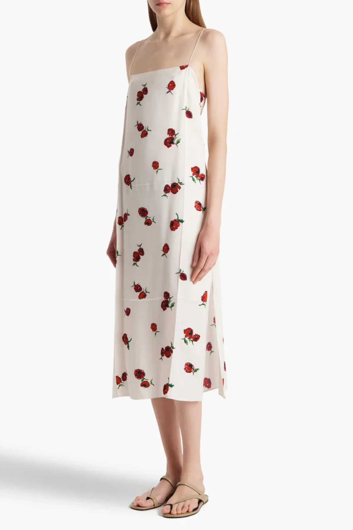 KHAITE Sicily Dress - Raspberry/ Cream - Image 5