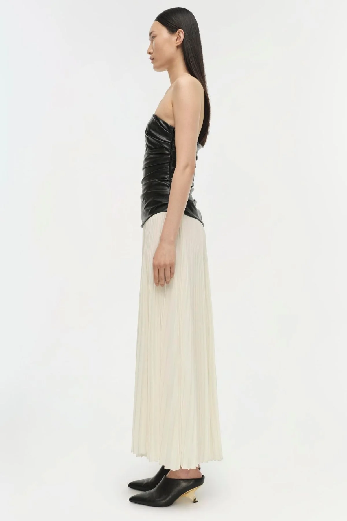 Simkhai Arie Strapless Bustier Midi Dress - Black/ Ivory - Image 4