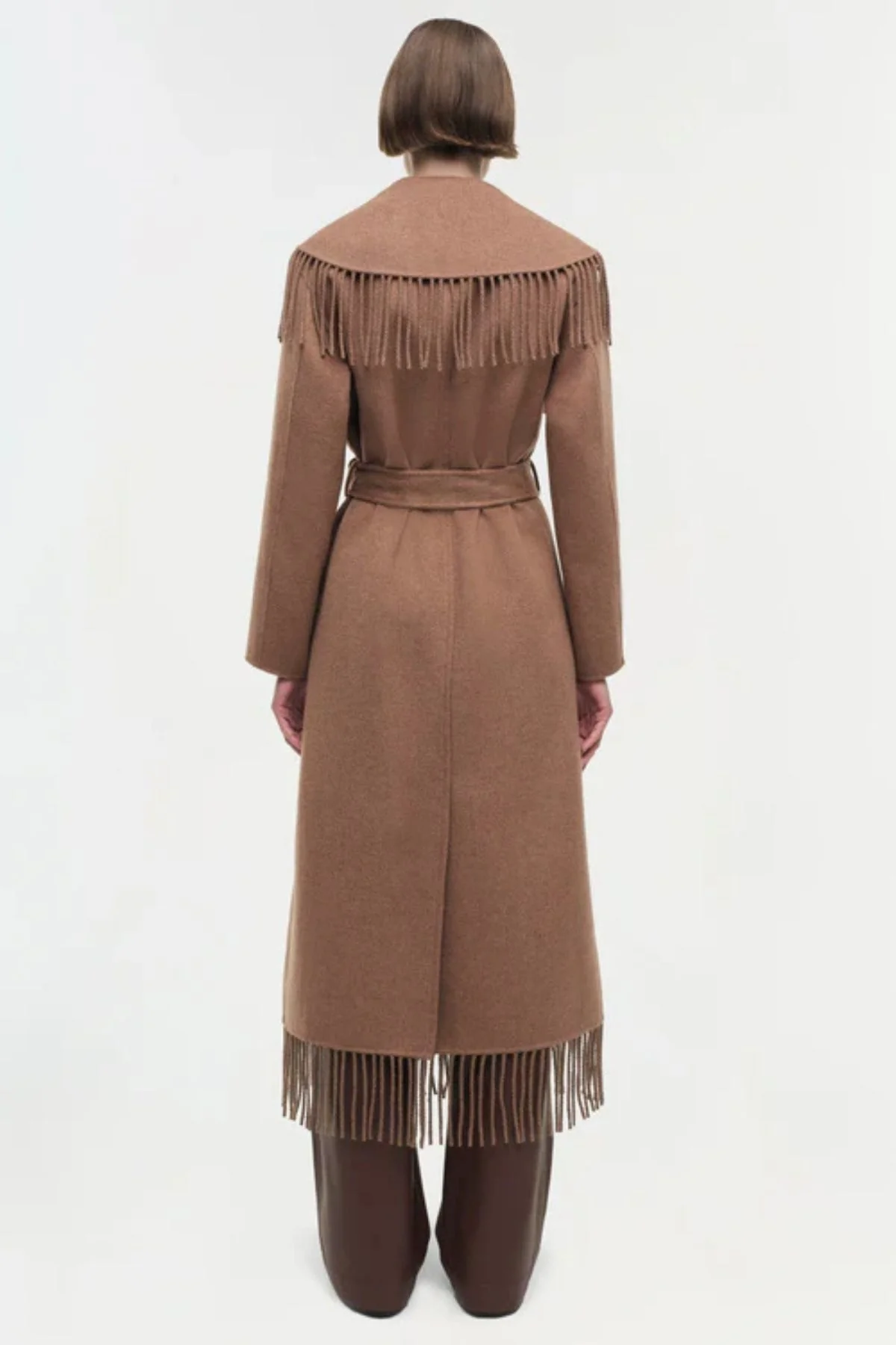 Simkhai Carrie Fringe Robe Coat - Camel - Image 3