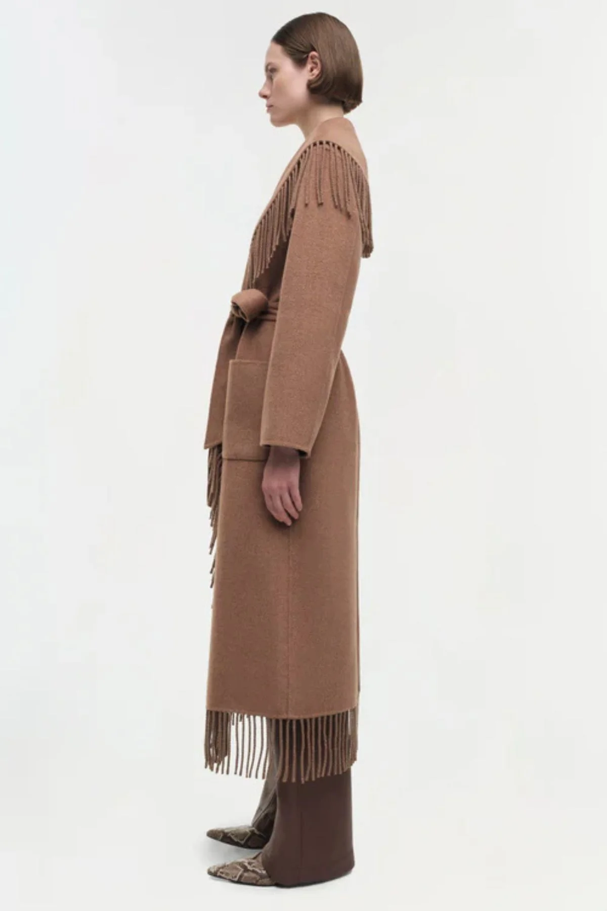 Simkhai Carrie Fringe Robe Coat - Camel - Image 4