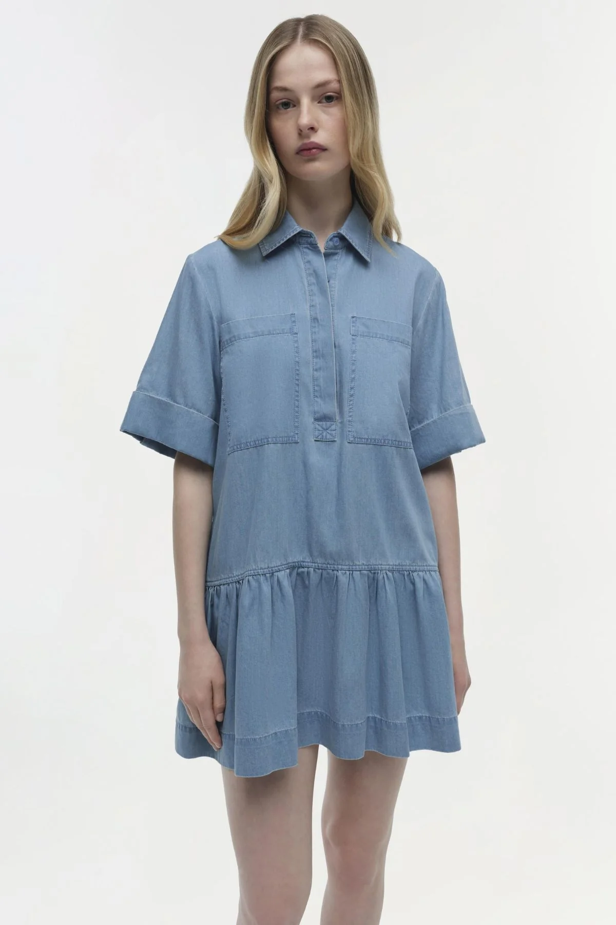 Simkhai Cris Short Sleeve Shirt Dress - Stratus - Image 2