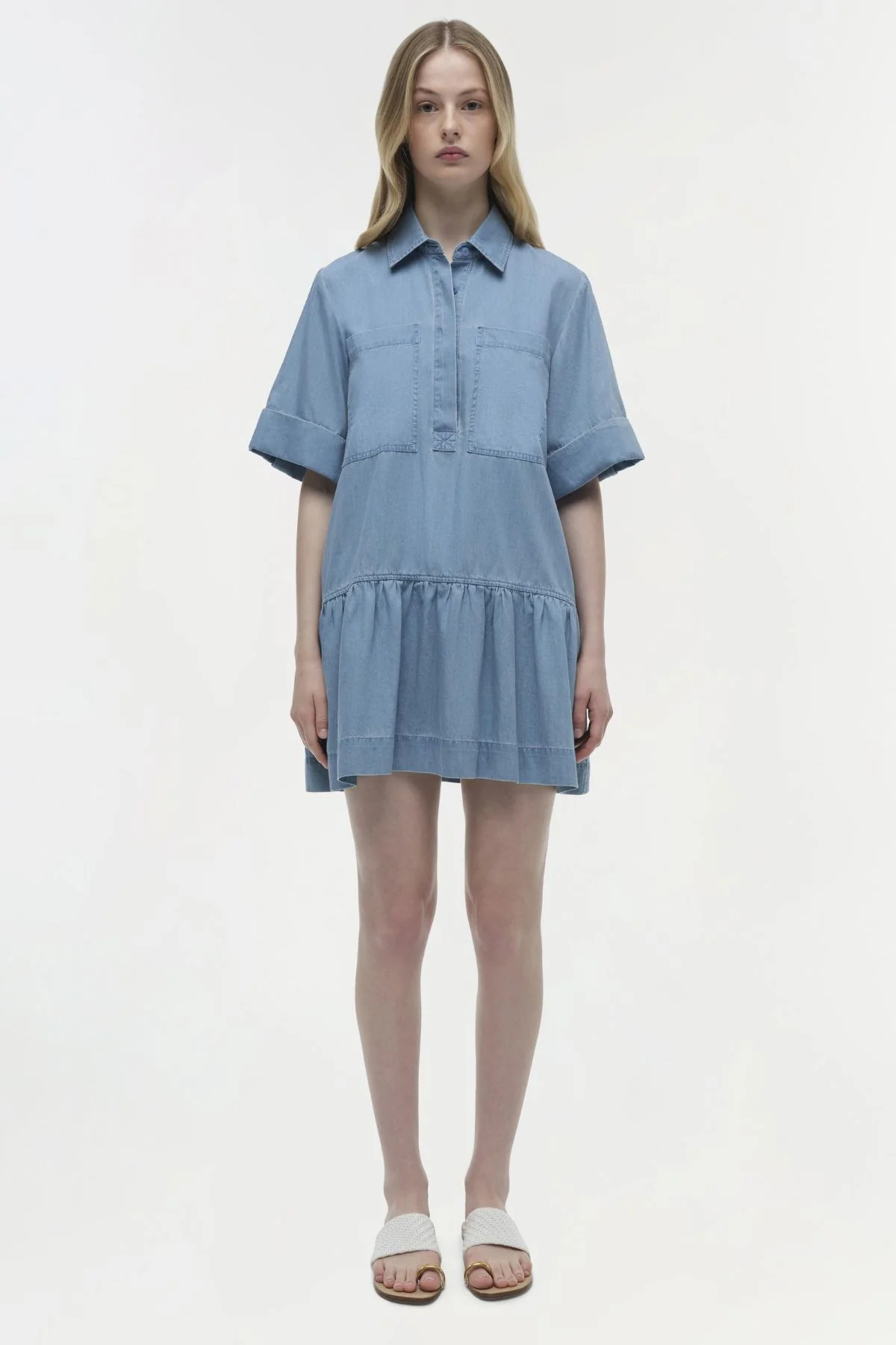 Simkhai Cris Short Sleeve Shirt Dress - Stratus - Image 4