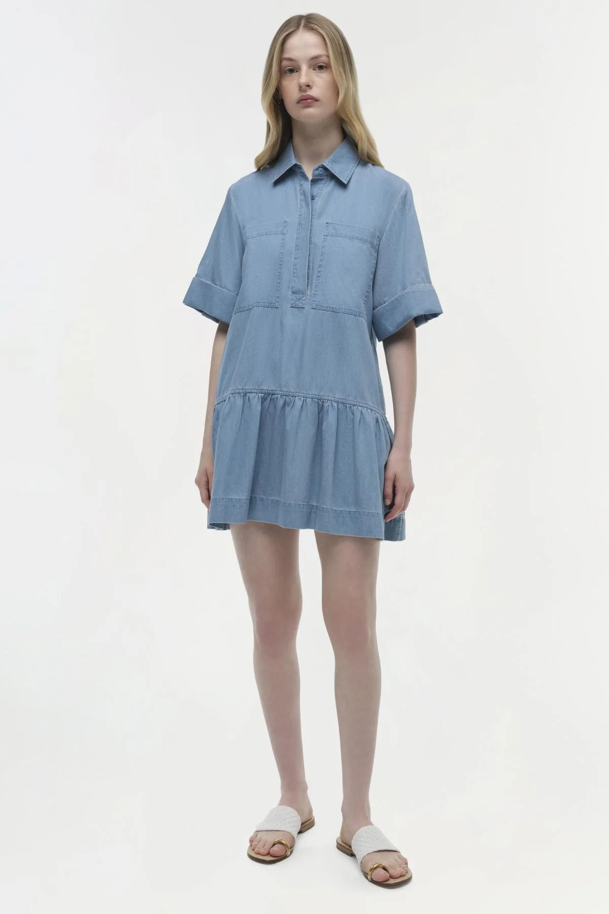 Simkhai Cris Short Sleeve Shirt Dress - Stratus - Image 6