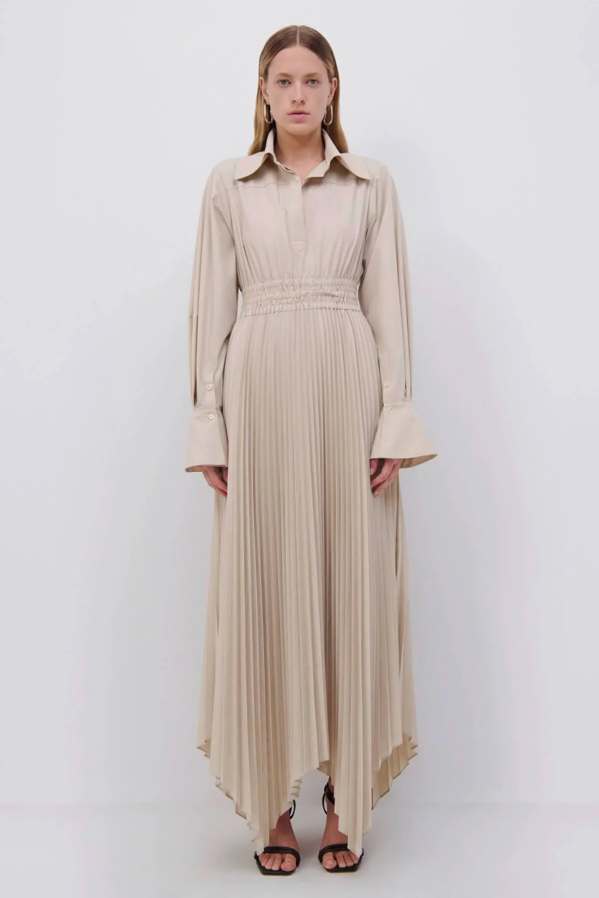 Simkhai Elka Pleated Poplin Midi Shirt Dress - Birch - Image 2