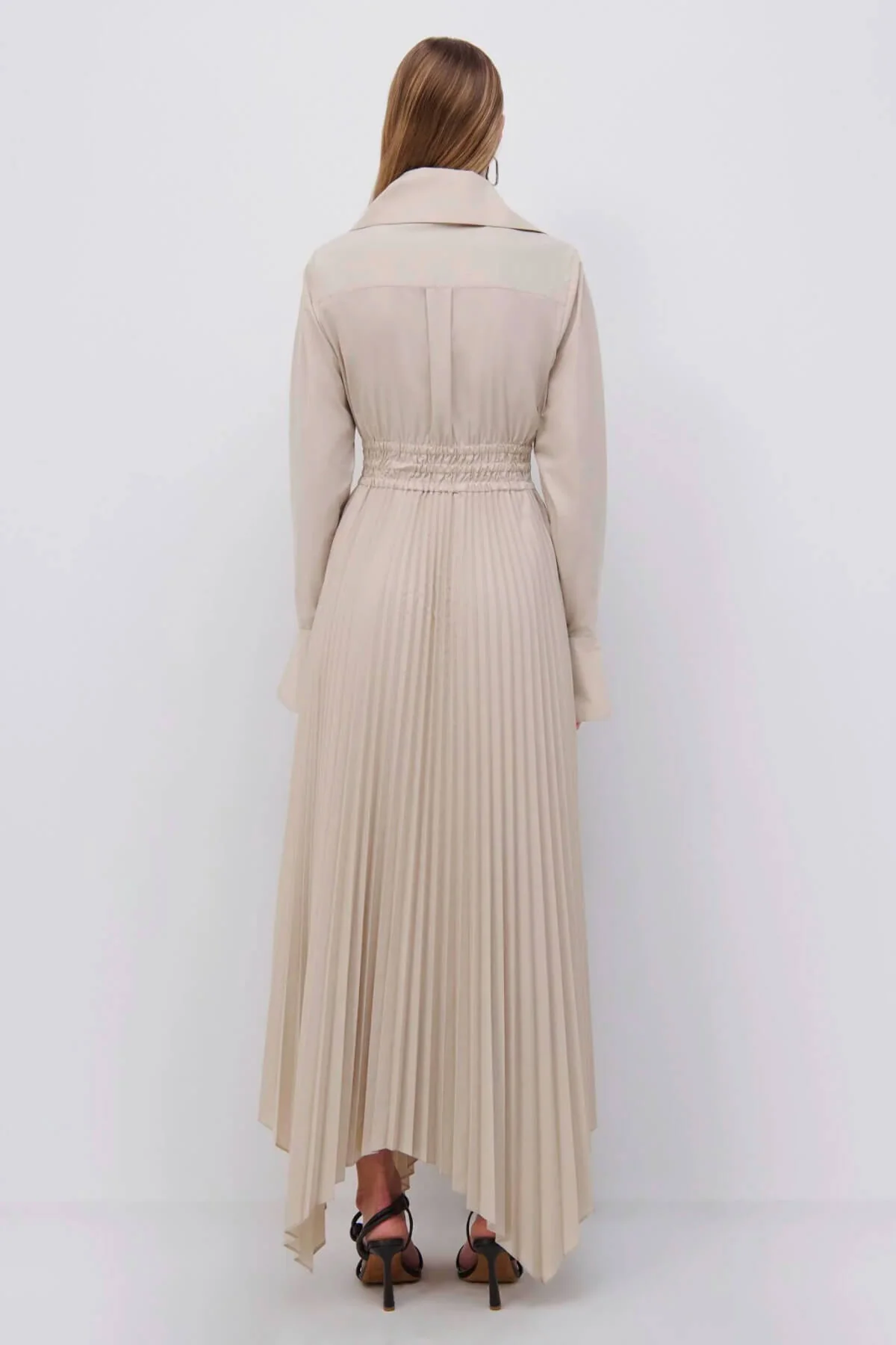 Simkhai Elka Pleated Poplin Midi Shirt Dress - Birch - Image 3
