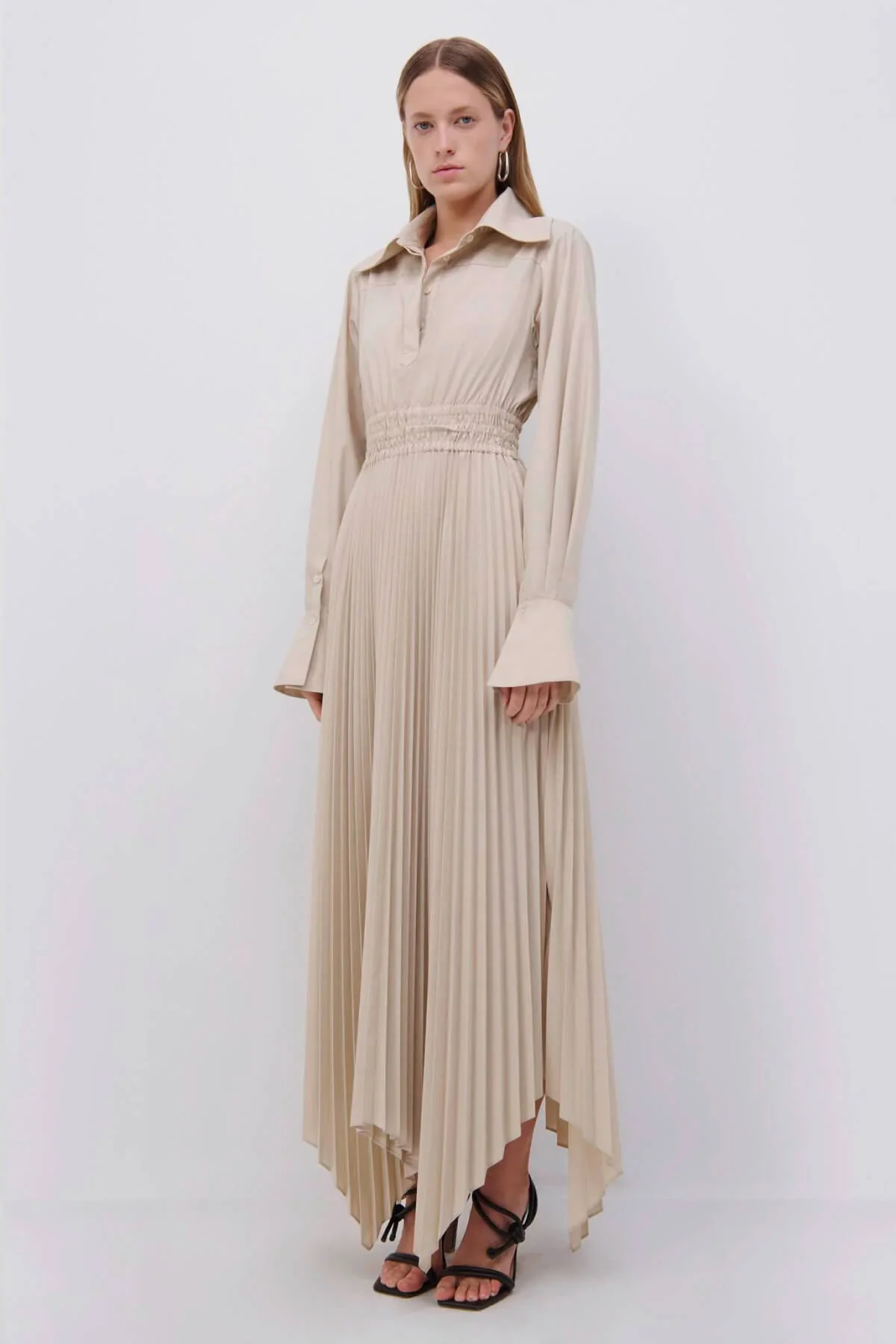 Simkhai Elka Pleated Poplin Midi Shirt Dress - Birch - Image 4
