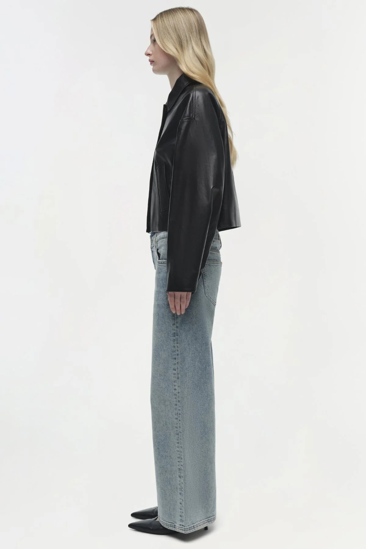 Simkhai Everli Cropped Leather Jacket - Black - Image 6