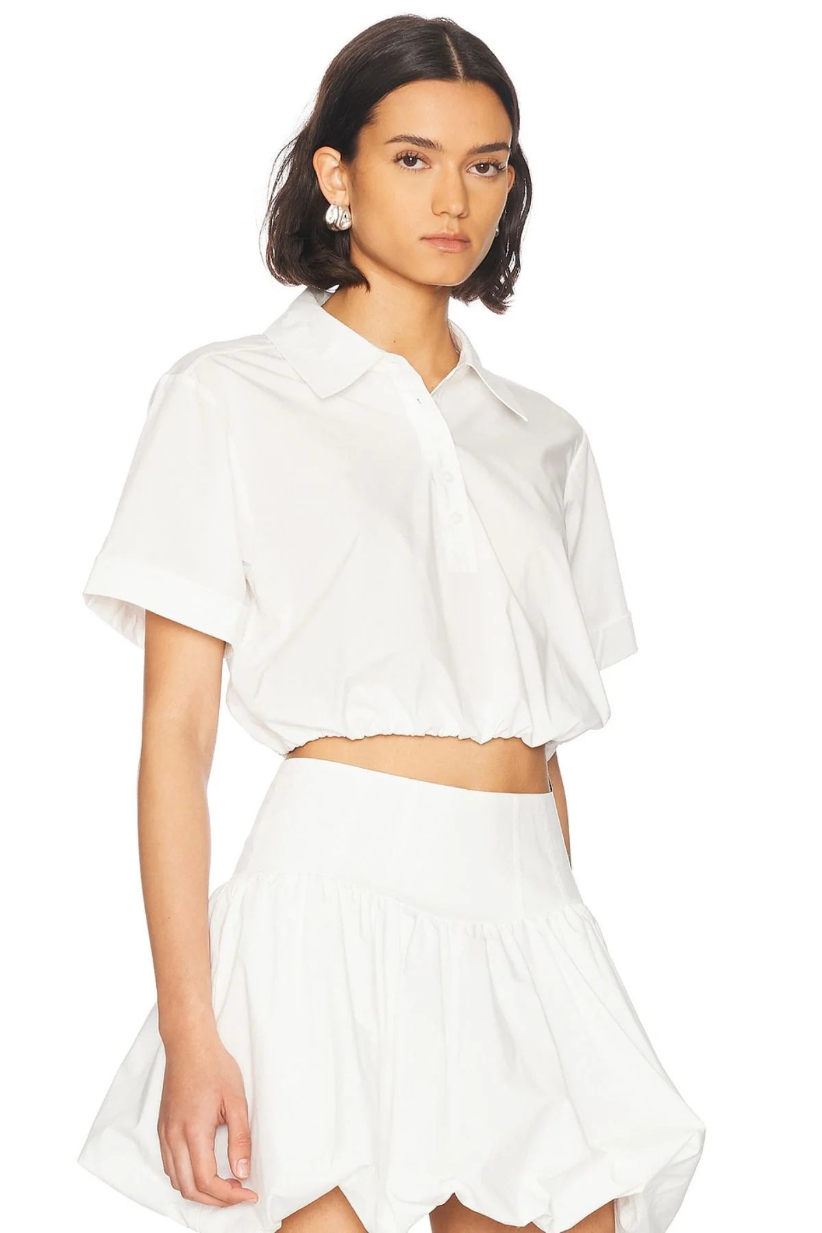 Simkhai Nicky Short Sleeve Cropped Top - White - Image 3