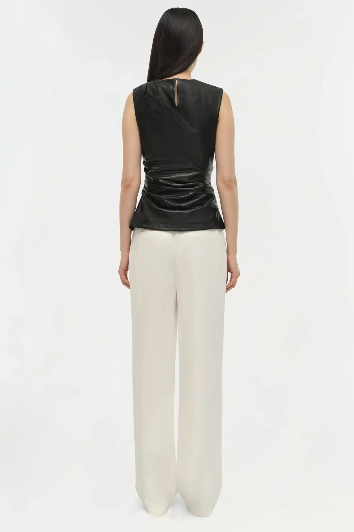 Simkhai Wynter Short Sleeve Draped Top - Black - Image 3