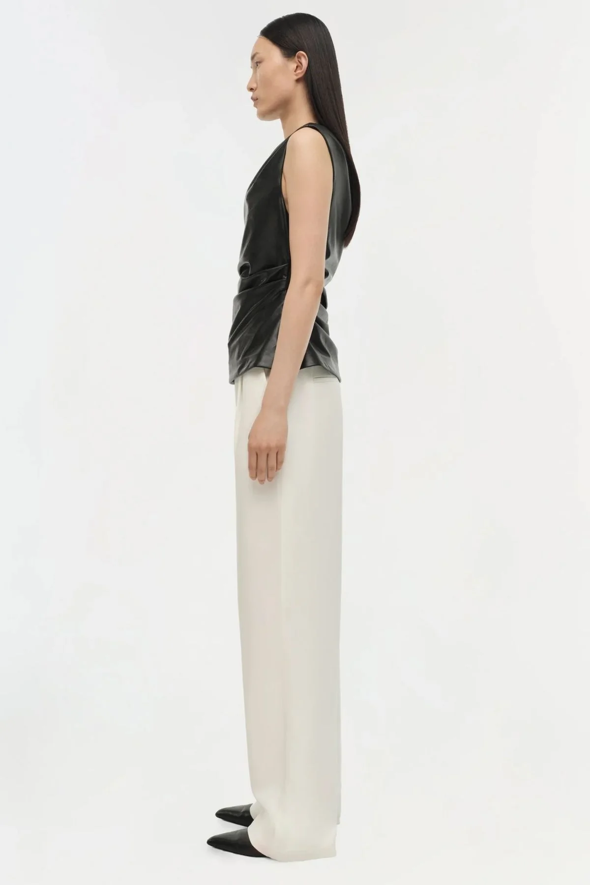 Simkhai Wynter Short Sleeve Draped Top - Black - Image 4