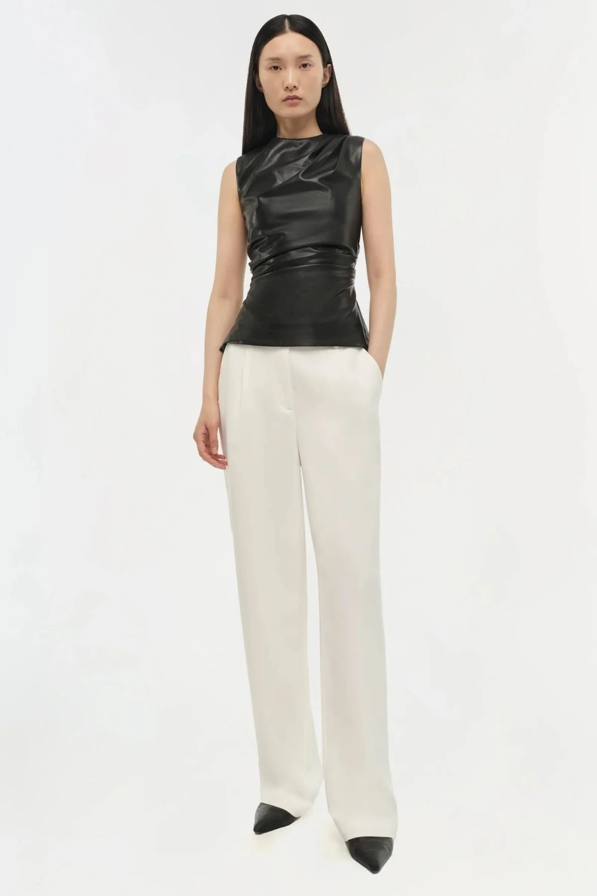 Simkhai Wynter Short Sleeve Draped Top - Black - Image 6